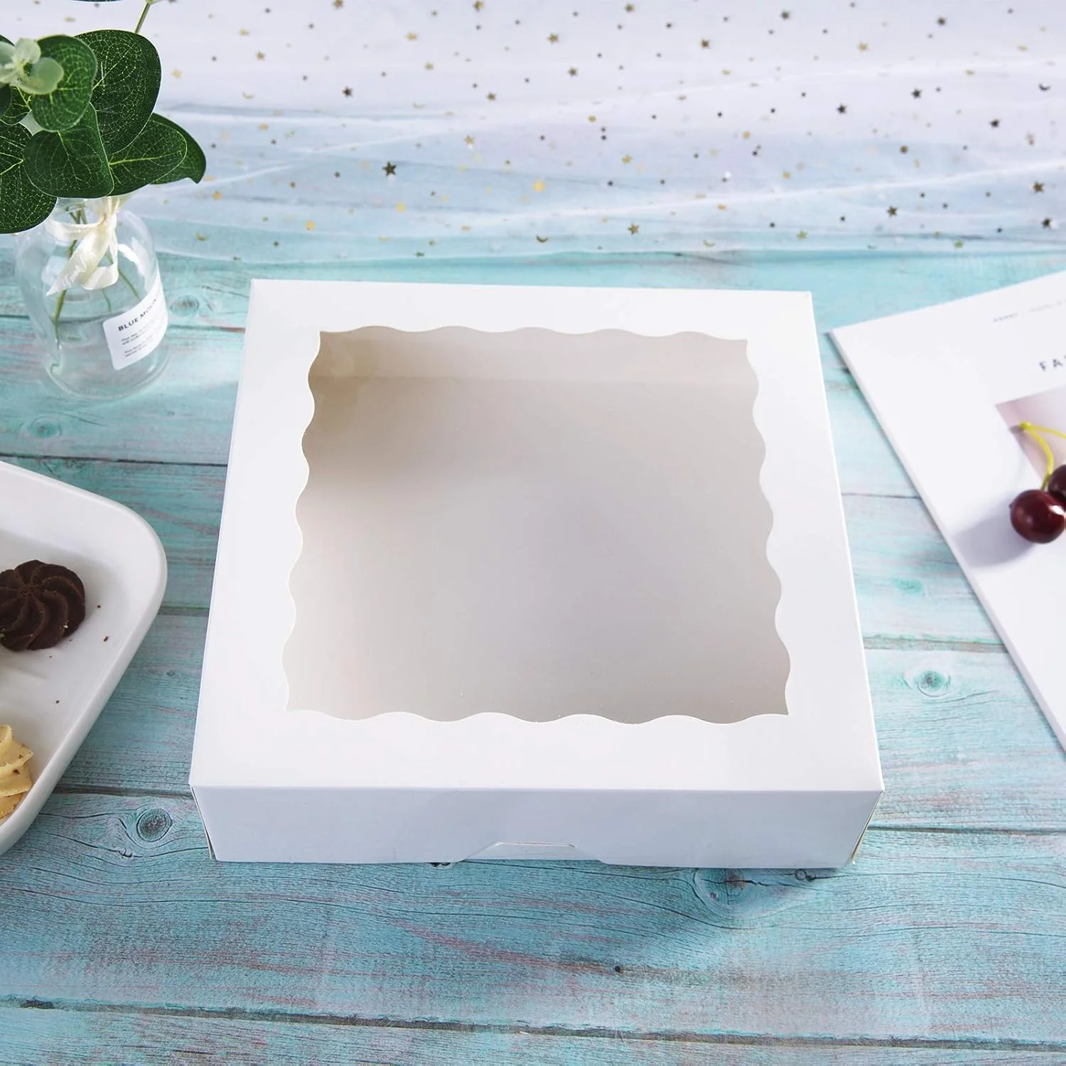 [15pcs] 12inch White Bakery Boxes, 12x12x2.5inch Large Pie Boxes with PVC Window - Image 5