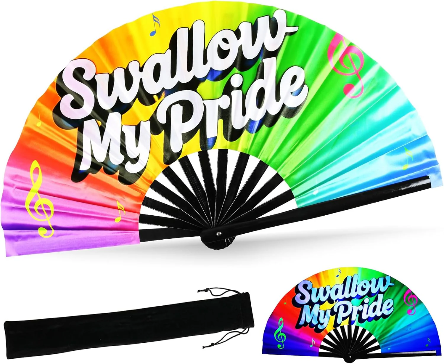 SYNTECSO Folding Hand Fan for Rave, Popping Fan for Line Dancing, Drag Queen, Women and Men Gift,Chinese Japanese UV Glow Clack Fan for Parties, Music Festivals, EDM and Decoration