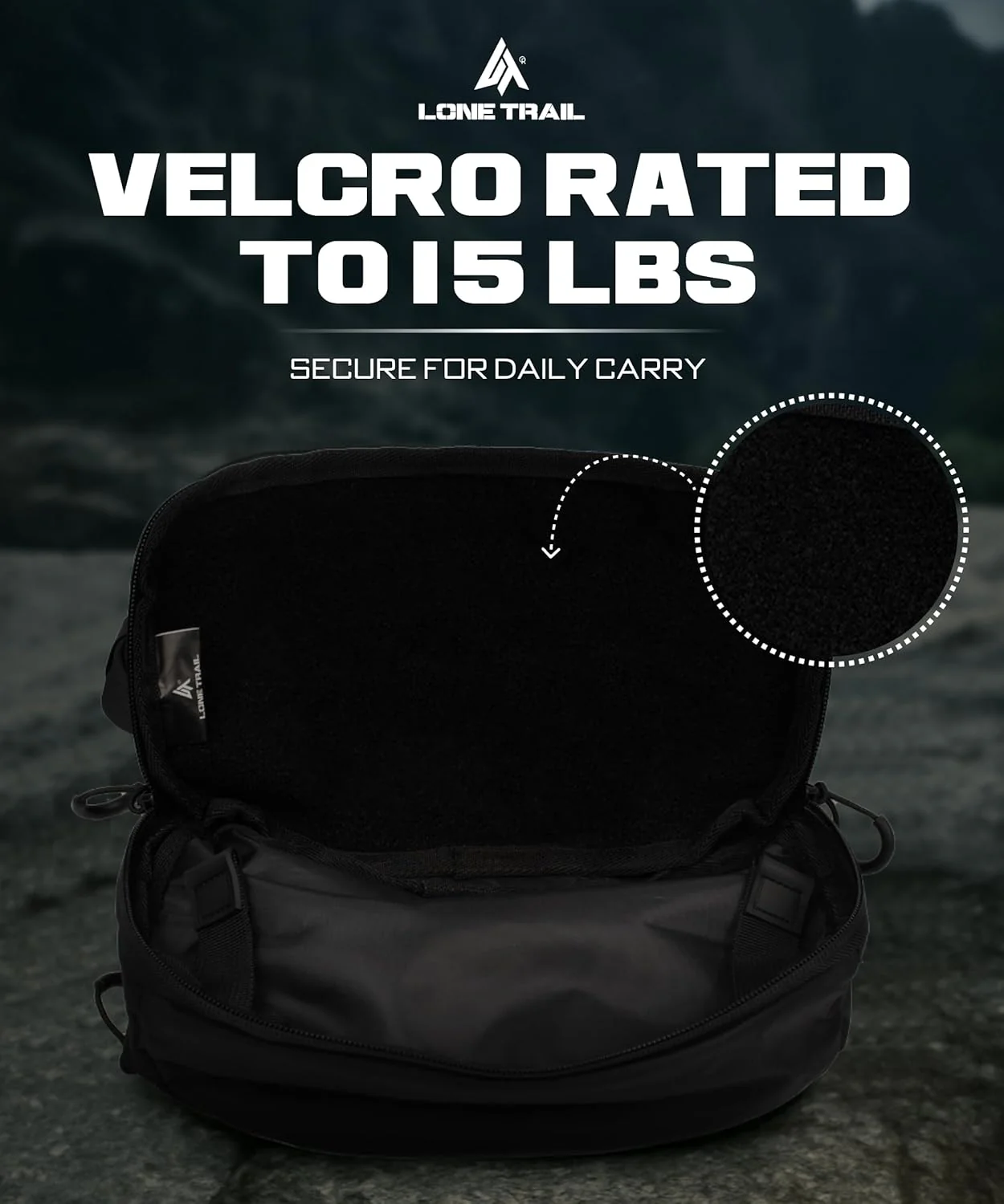 Lone Trail Large Concealed Carry Fanny Pack for Men | Adjustable ccw fanny pack for Men & Women for Hiking and Travel, Quick Access Back Pockets - Tactical Waist Packs - Utility Holder & Extra Strap - Image 6