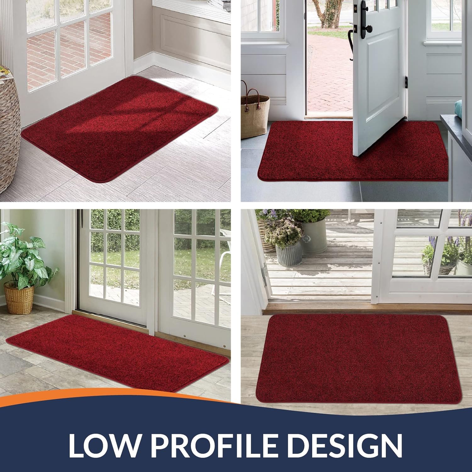 Walensee Indoor Doormat, Front Door Mat for Entrance (20"x32" Red) Machine Washable Entryway Rug Non Slip Dirt Trapper Door Rugs Absorbent Low Profile Shoes Scraper Inside Floor Mats for Entry - Image 5