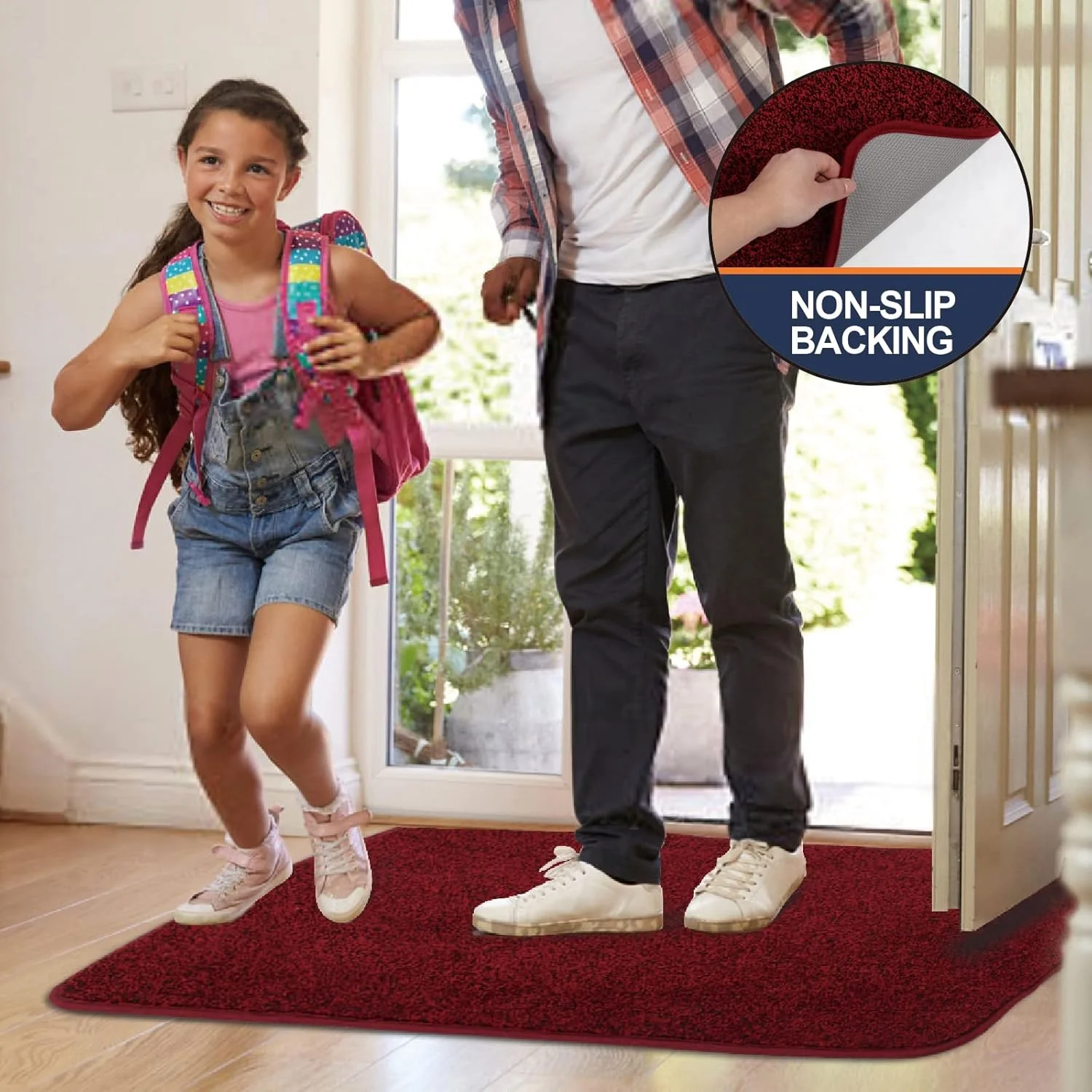 Walensee Indoor Doormat, Front Door Mat for Entrance (20"x32" Red) Machine Washable Entryway Rug Non Slip Dirt Trapper Door Rugs Absorbent Low Profile Shoes Scraper Inside Floor Mats for Entry - Image 6