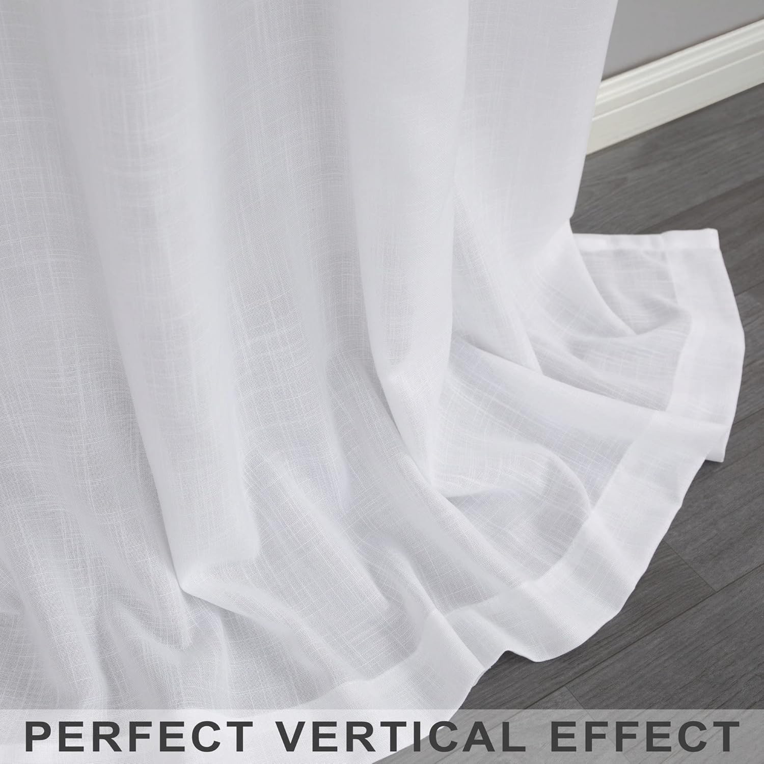 Mrs.Naturall White Curtains 60 Inch Wide for Living Room 2 Panels Set Rod Pocket Extra Large Drapes Semi Sheer Linen Room Dividing Curtain for Patio Sliding Glass Door Family Room Apartment 60x96 Long - Image 7
