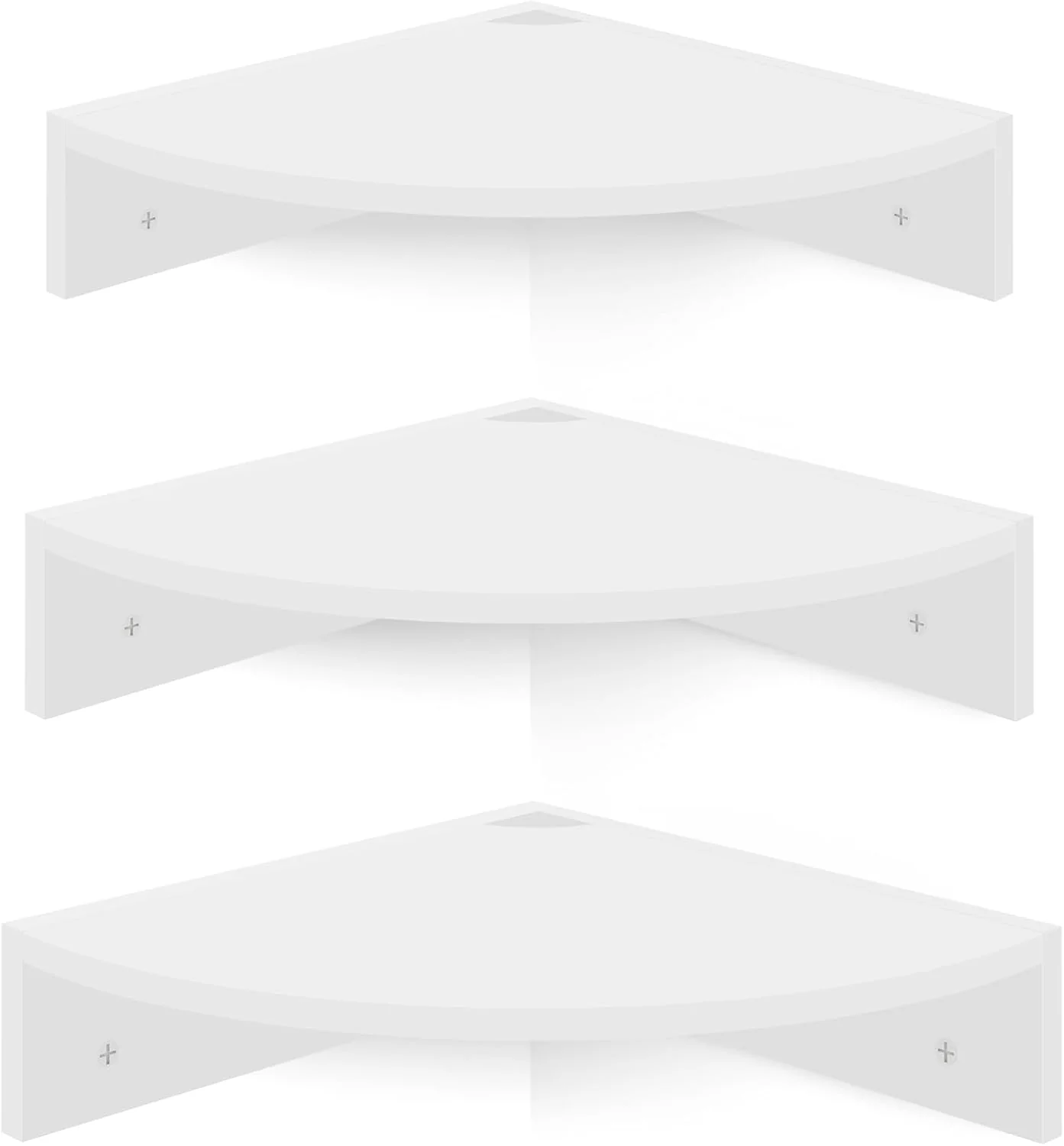 Homode White Floating Corner Shelves, Set of 3 Wood Corner Wall Shelves with Wire Hole, 12 Inch Deep