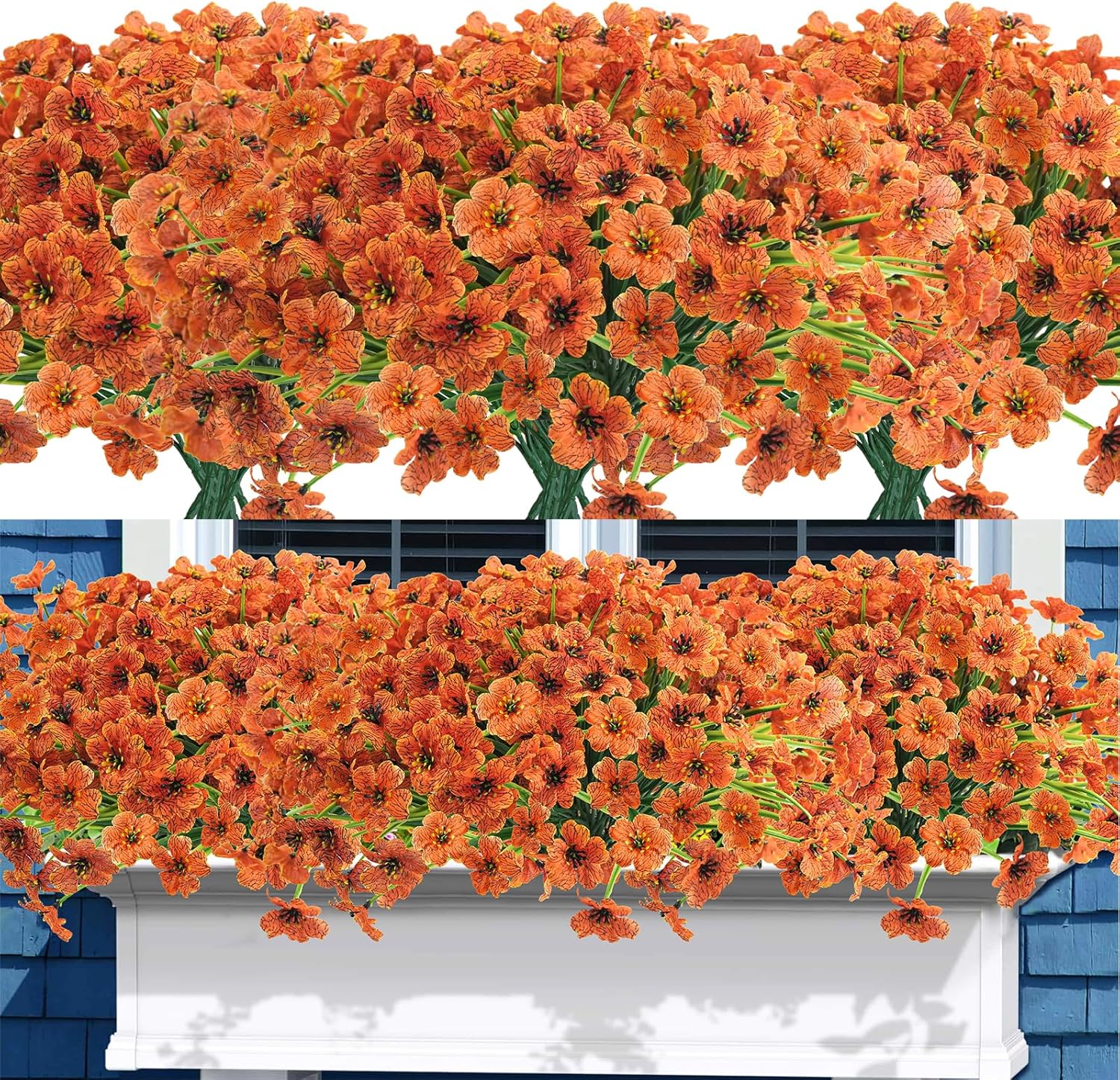 Uieke 16 Bundles Artificial Fall Flowers No Fade Faux Autumn Plants, Fake Indoor Outdoor Greenery for Thanksgiving Table Centerpiece Christmas Wedding Party Home Garden Fireplace Décor (Orange) - Image 7