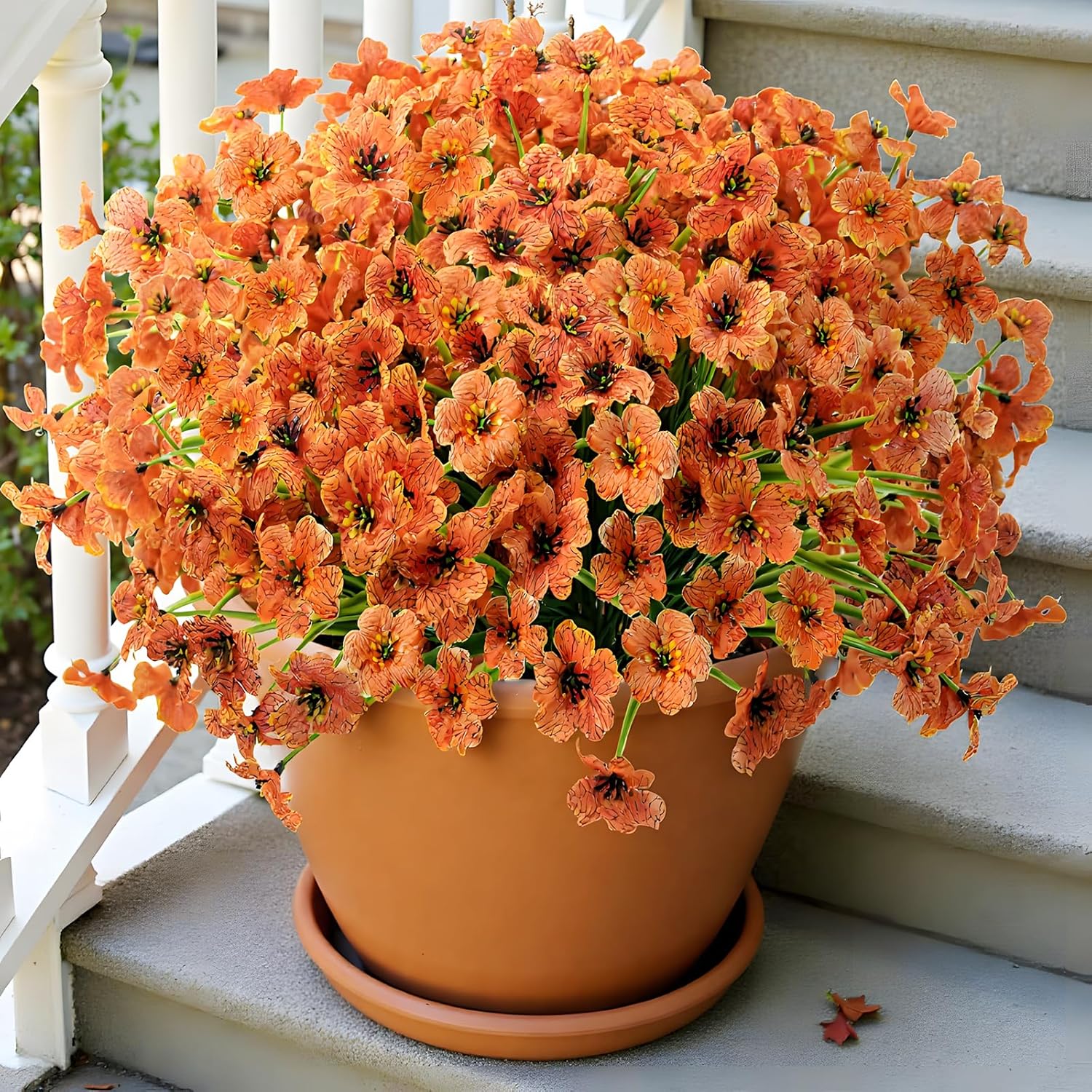 Uieke 16 Bundles Artificial Fall Flowers No Fade Faux Autumn Plants, Fake Indoor Outdoor Greenery for Thanksgiving Table Centerpiece Christmas Wedding Party Home Garden Fireplace Décor (Orange) - Image 8