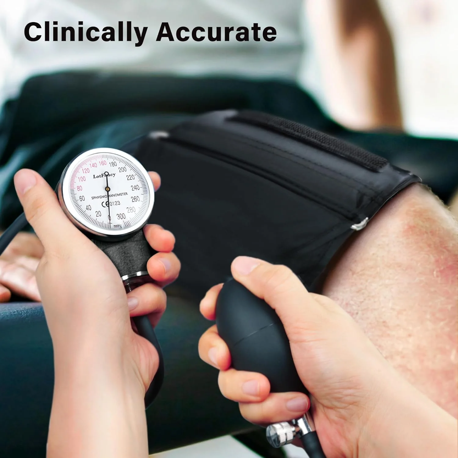 Aneroid Sphygmomanometer by LotFancy, X -Large Thigh BP Cuff(16-26in), Professional Manual Blood Pressure Monitor, Black Adult Cuff and Carrying Case - Image 4