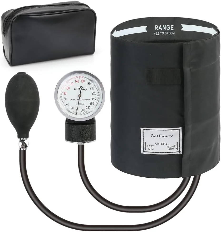 Aneroid Sphygmomanometer by LotFancy, X -Large Thigh BP Cuff(16-26in), Professional Manual Blood Pressure Monitor, Black Adult Cuff and Carrying Case - Image 7
