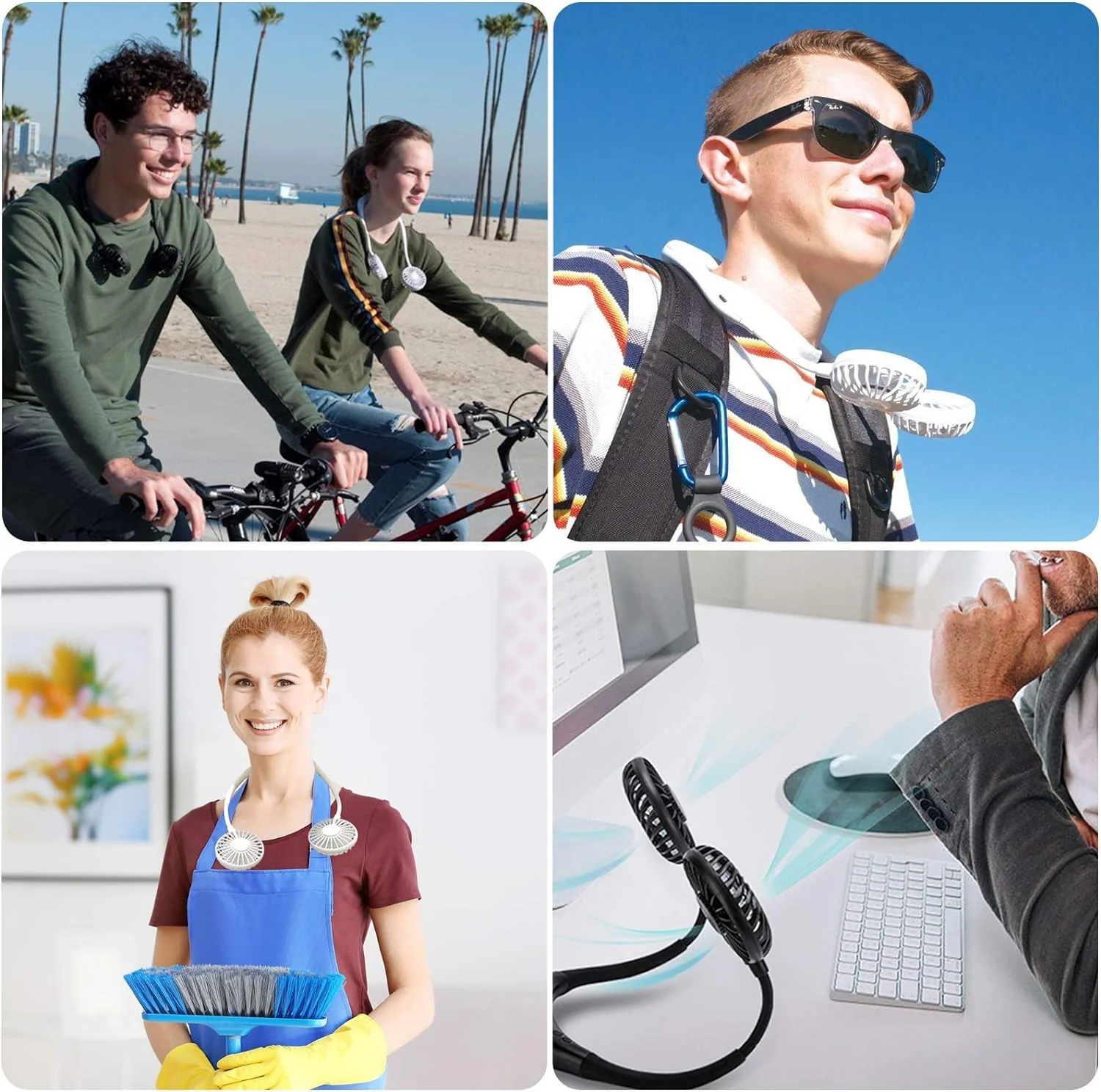 Neck Fan - 2600mAh Battery Operated Hands Free Fan, Portable Hang Around Neck Fans for Fishing, Camping, Hiking, Working, USB Powered, Over 12 Hours Cooling - Image 7