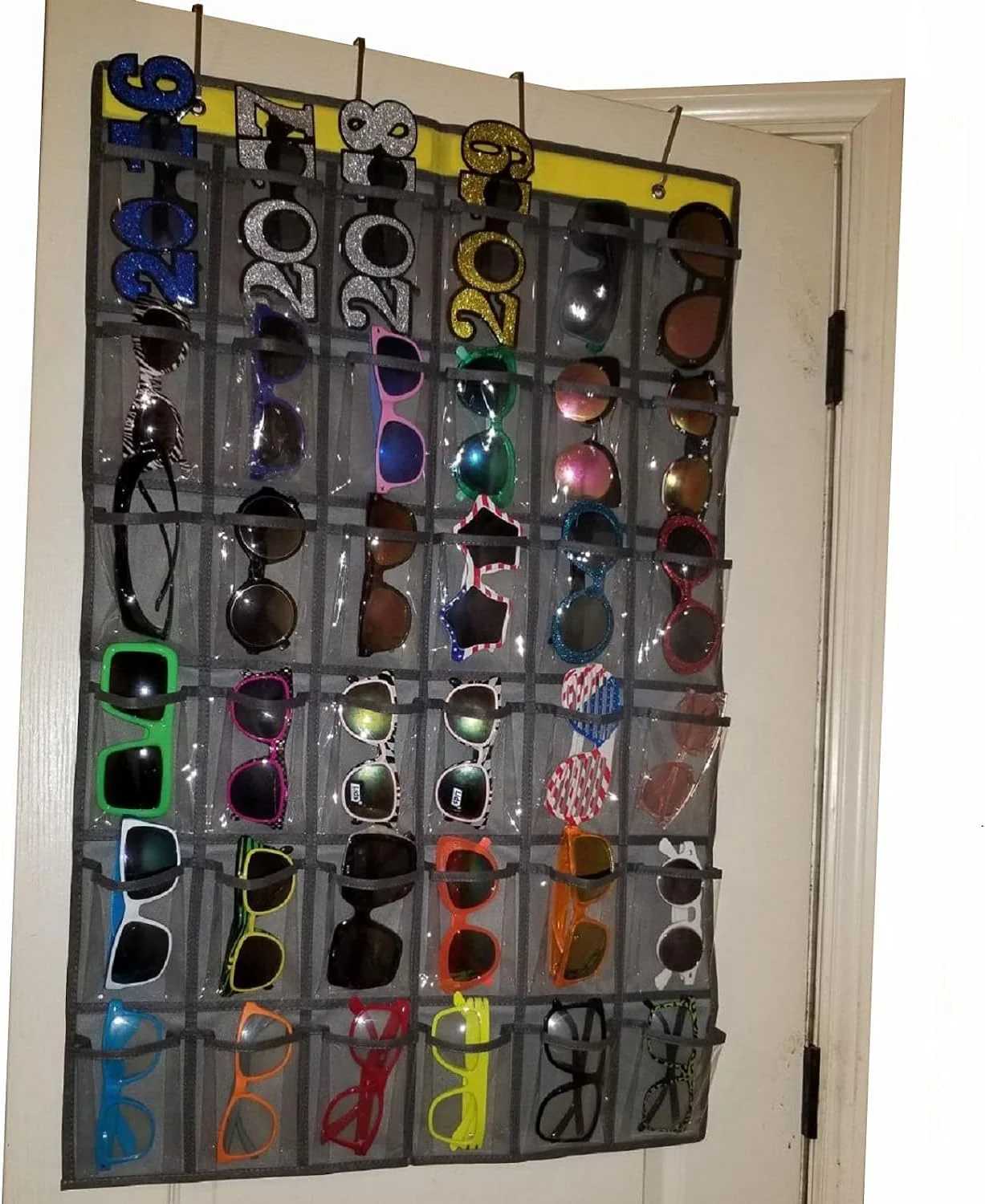 Classroom Cell Phones Organizer Calculators Holder Over Door Hanging Jewelry Organizer Closet Underwear Sock Storage with 36 Clear Pockets - Image 2