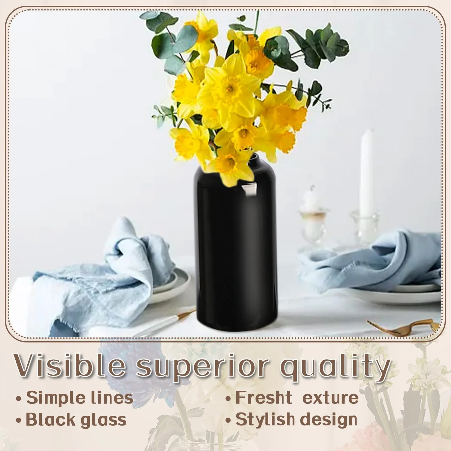 Black Small Flower Vase Set of 6, Glass Bud Vases in Bulk, Decor Centerpiece for Bathroom, Decorative Vases for House Warming, Valentines' Day, Mother's Day, Thanksgiving Day(6 Black) - Image 7