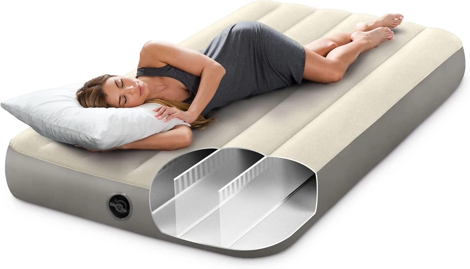Intex 64103E Dura-Beam Standard Single-High Air Mattress: Fiber-Tech - Queen Size - 10in Bed Height - 600lb Weight Capacity - Pump Sold Separately - Image 7