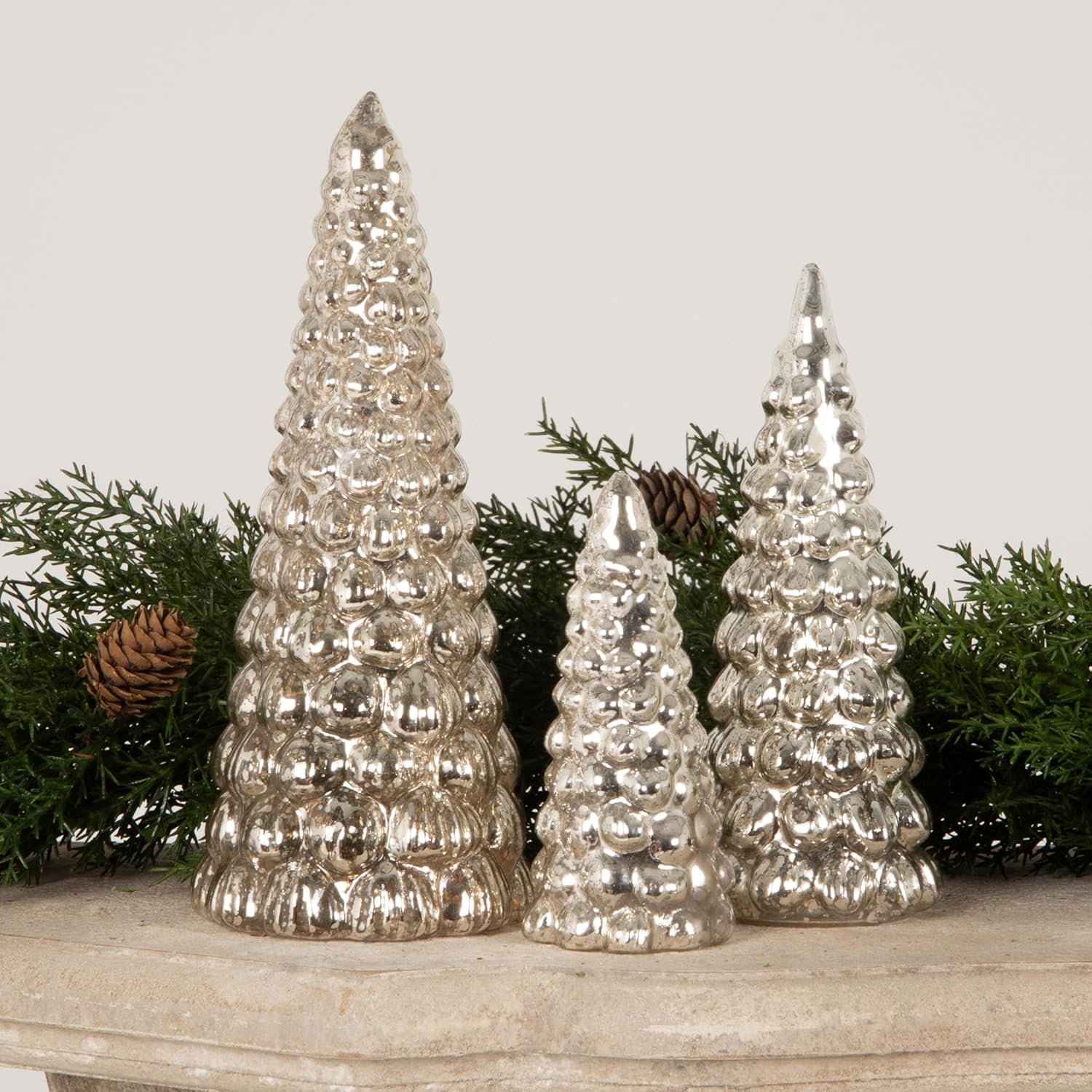 Creative Co-op Glass Set of Tree Figurine, Silver 9 inch - Image 2