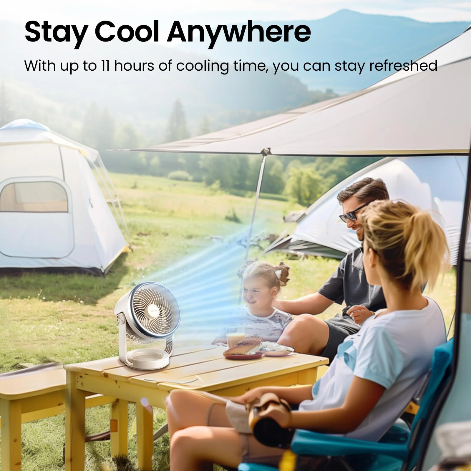 Desk Fan, 10 inch Air Circulator Quiet Operating Fan for Bedroom, 70ft Strong Airflow, Portable Fan Battery Operated with USB (D-Grey) - Image 2