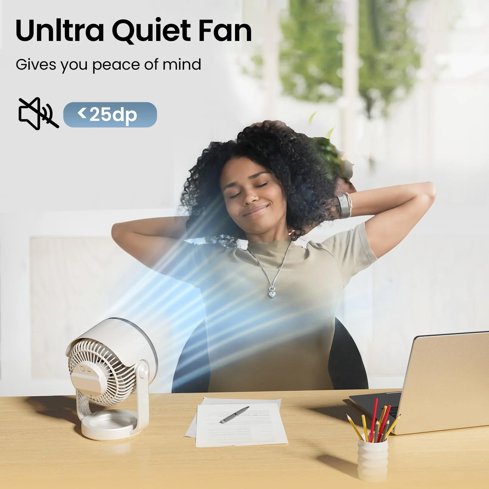 Desk Fan, 10 inch Air Circulator Quiet Operating Fan for Bedroom, 70ft Strong Airflow, Portable Fan Battery Operated with USB (D-Grey) - Image 6