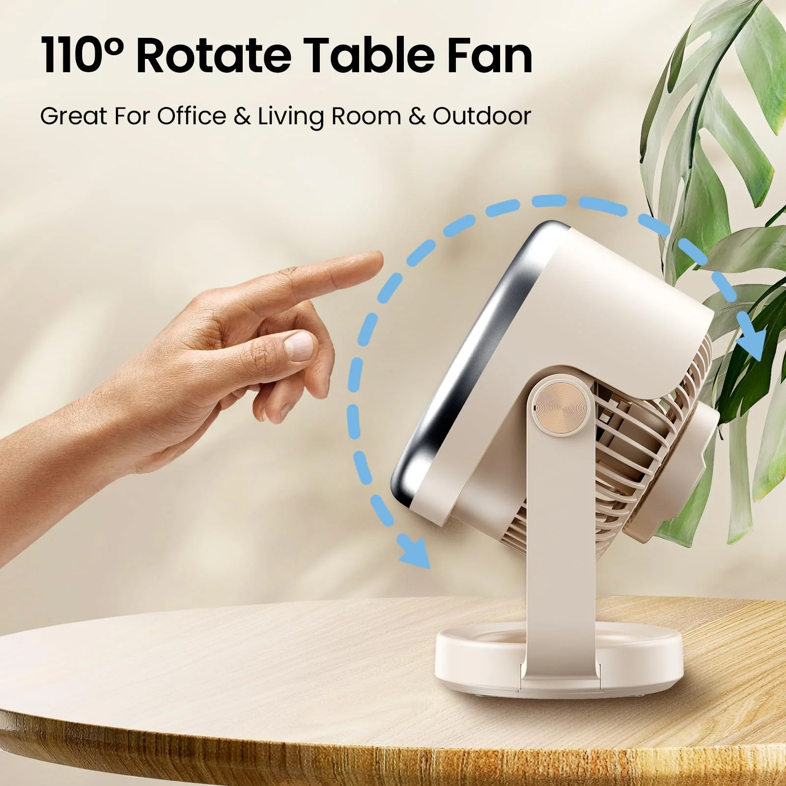 Desk Fan, 10 inch Air Circulator Quiet Operating Fan for Bedroom, 70ft Strong Airflow, Portable Fan Battery Operated with USB (D-Grey) - Image 7
