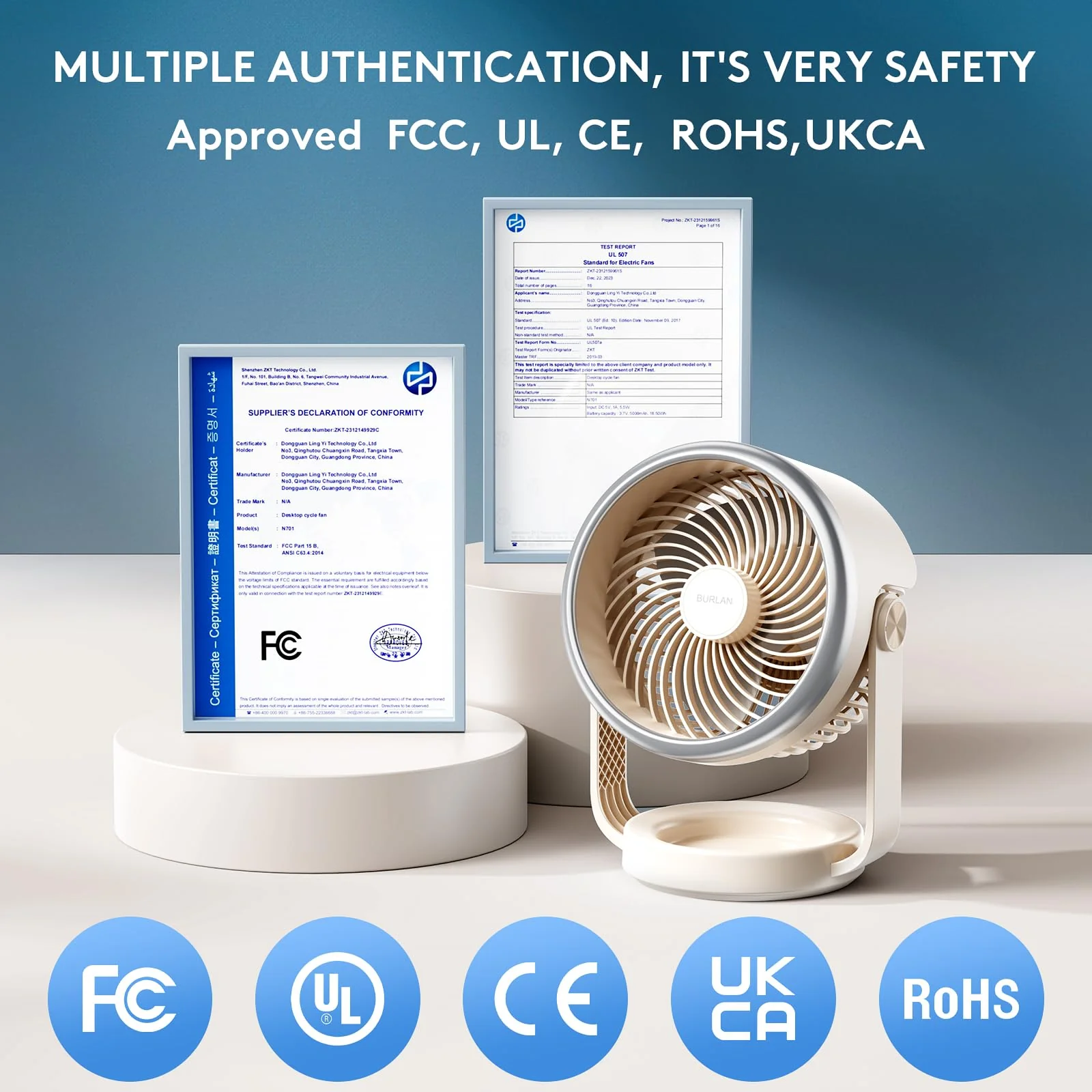 Desk Fan, 10 inch Air Circulator Quiet Operating Fan for Bedroom, 70ft Strong Airflow, Portable Fan Battery Operated with USB (D-Grey) - Image 8