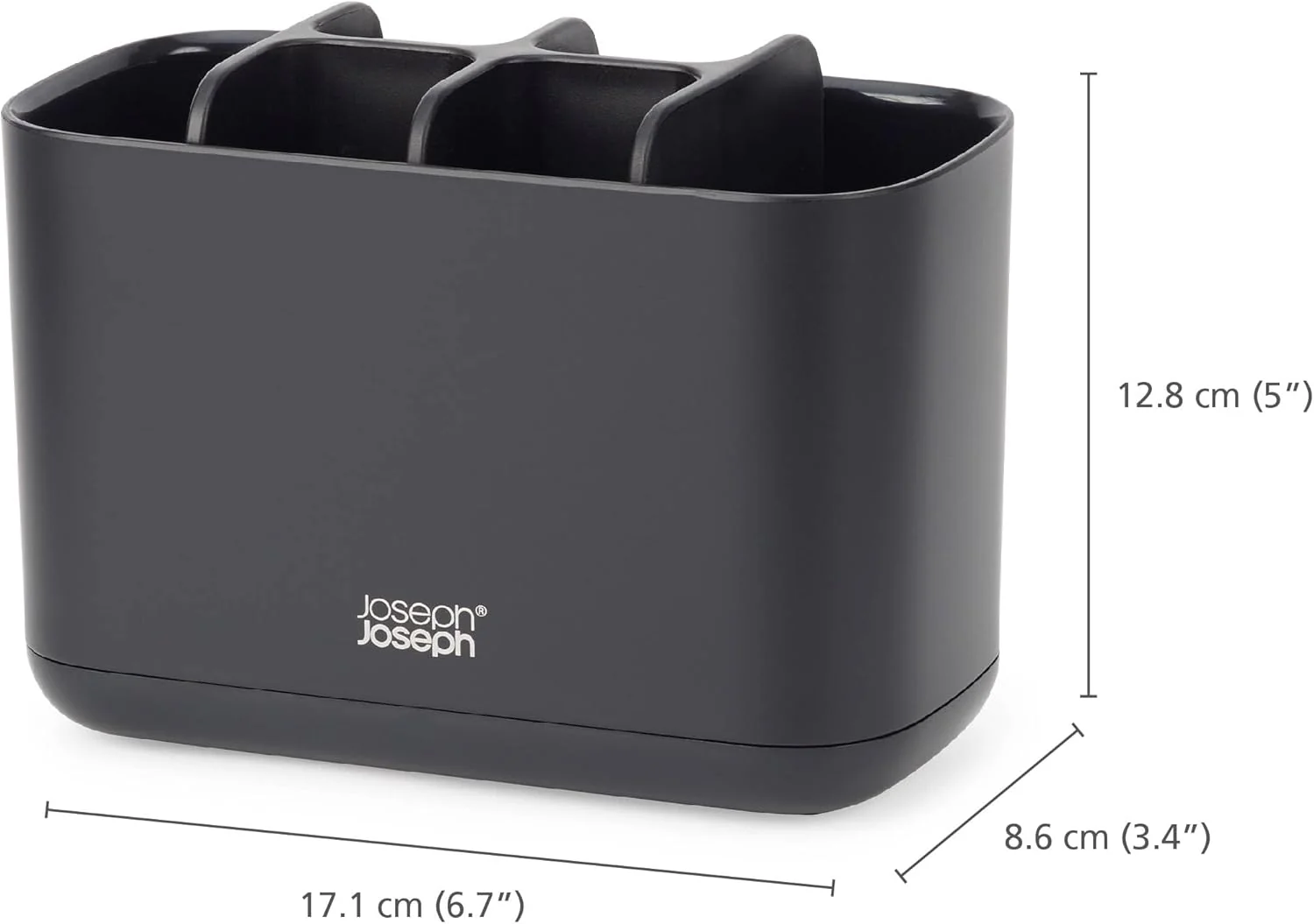 Joseph Joseph Easy-Store - Toothbrush Holder Caddy, Bathroom Storage, Large, Matt Black - Image 3