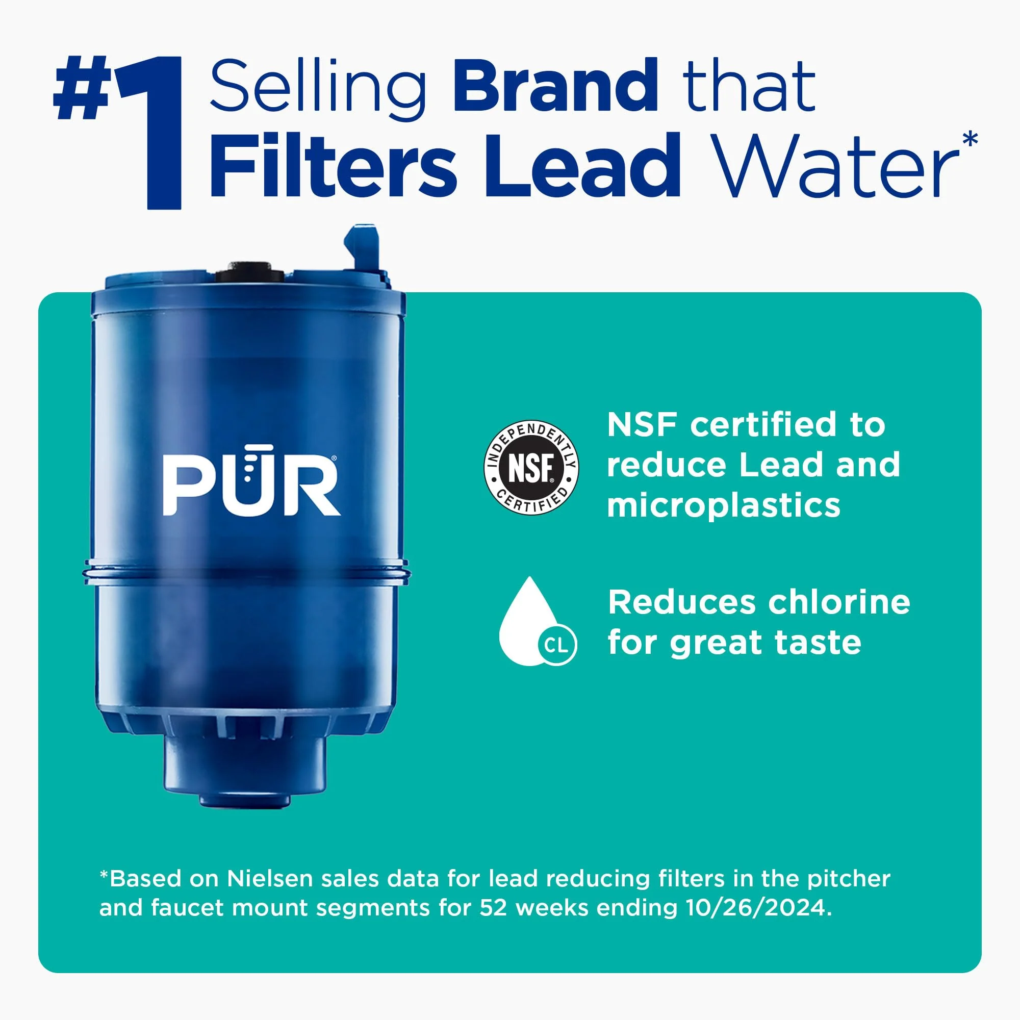 PUR Plus Vertical Faucet Mount Water Filtration System, Lead-Reducing Water Filter For Sink Faucet, Easy Install, 100 Gallons, Compatible with Sinks with External Aerators, Grey - Image 4