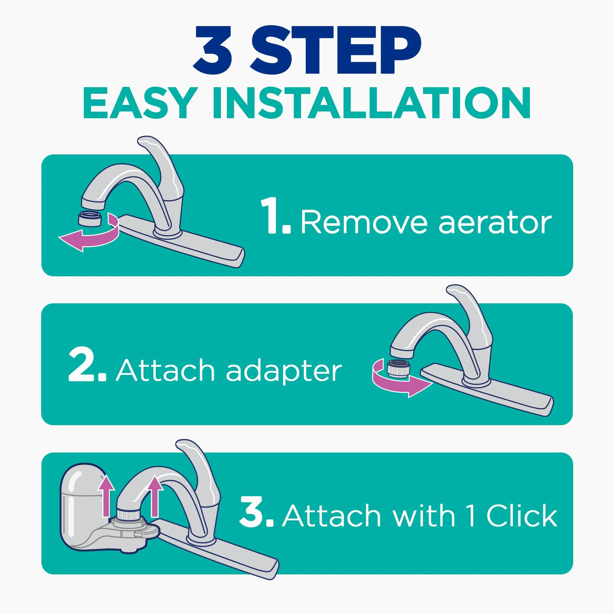 PUR Plus Vertical Faucet Mount Water Filtration System, Lead-Reducing Water Filter For Sink Faucet, Easy Install, 100 Gallons, Compatible with Sinks with External Aerators, Grey - Image 5