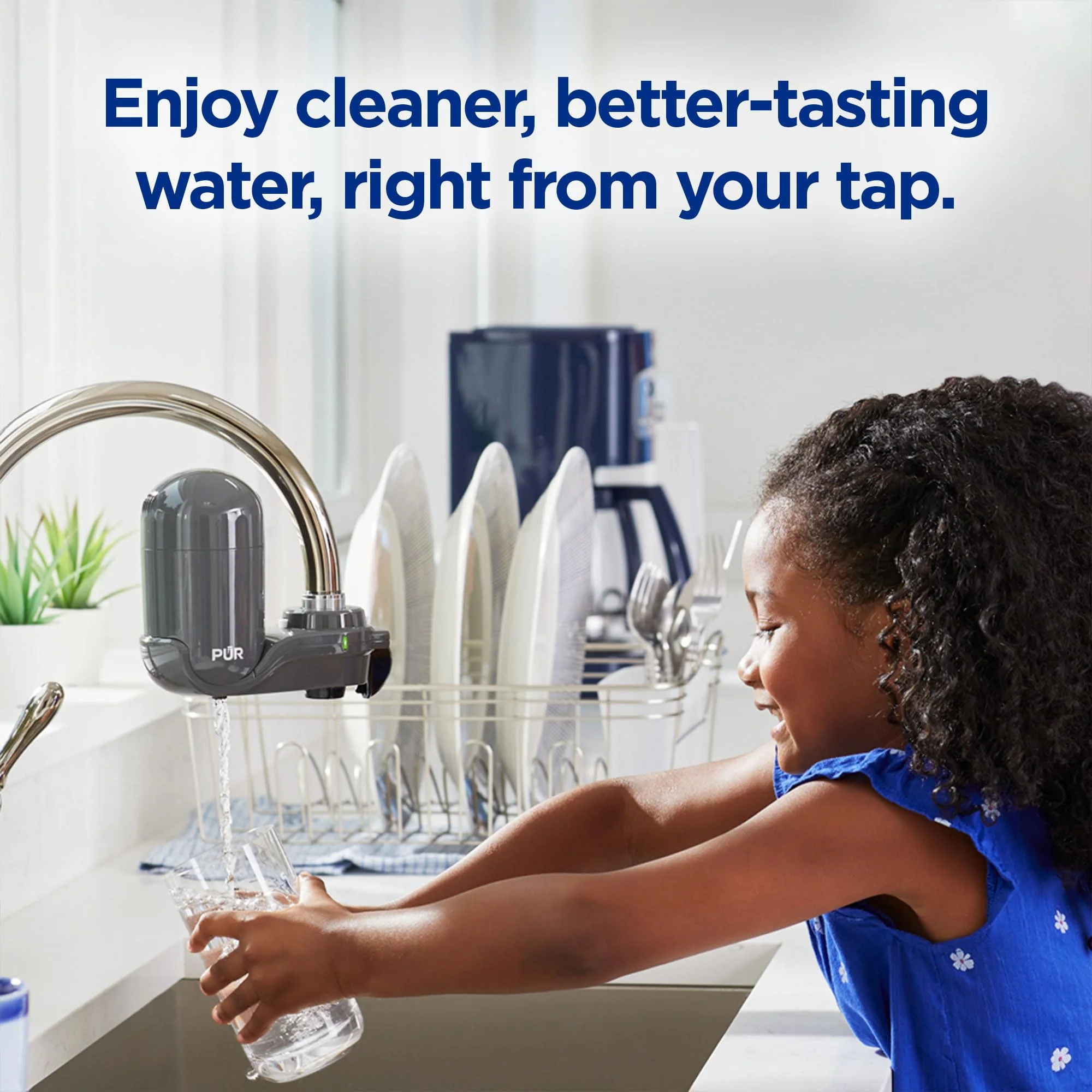 PUR Plus Vertical Faucet Mount Water Filtration System, Lead-Reducing Water Filter For Sink Faucet, Easy Install, 100 Gallons, Compatible with Sinks with External Aerators, Grey - Image 7