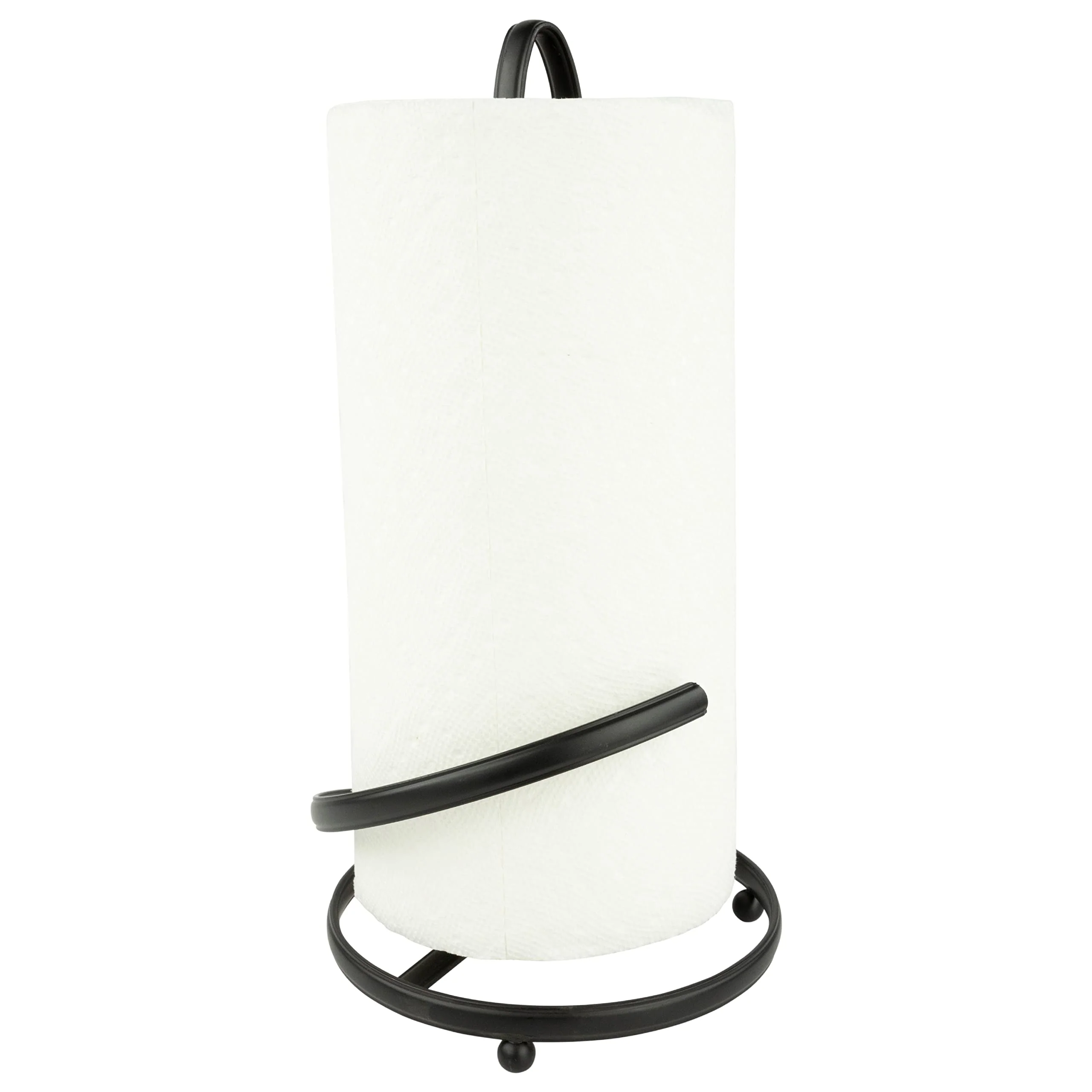 Spectrum Ashley Black Paper Towel Holder with Easy Tear Arm for Kitchen Countertop Organization, Modern Weighted Steel Base Paper Towel Roll Dispenser Stand for Standard & Jumbo Paper Towels - Image 5