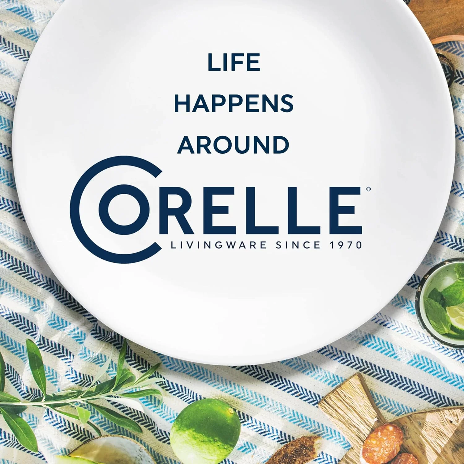Corelle Vitrelle 6-Piece Salad Plates Set Triple Layer Glass and Chip Resistant, 8-1/2-Inch Lightweight Round Plates, Winter Frost White - Image 8