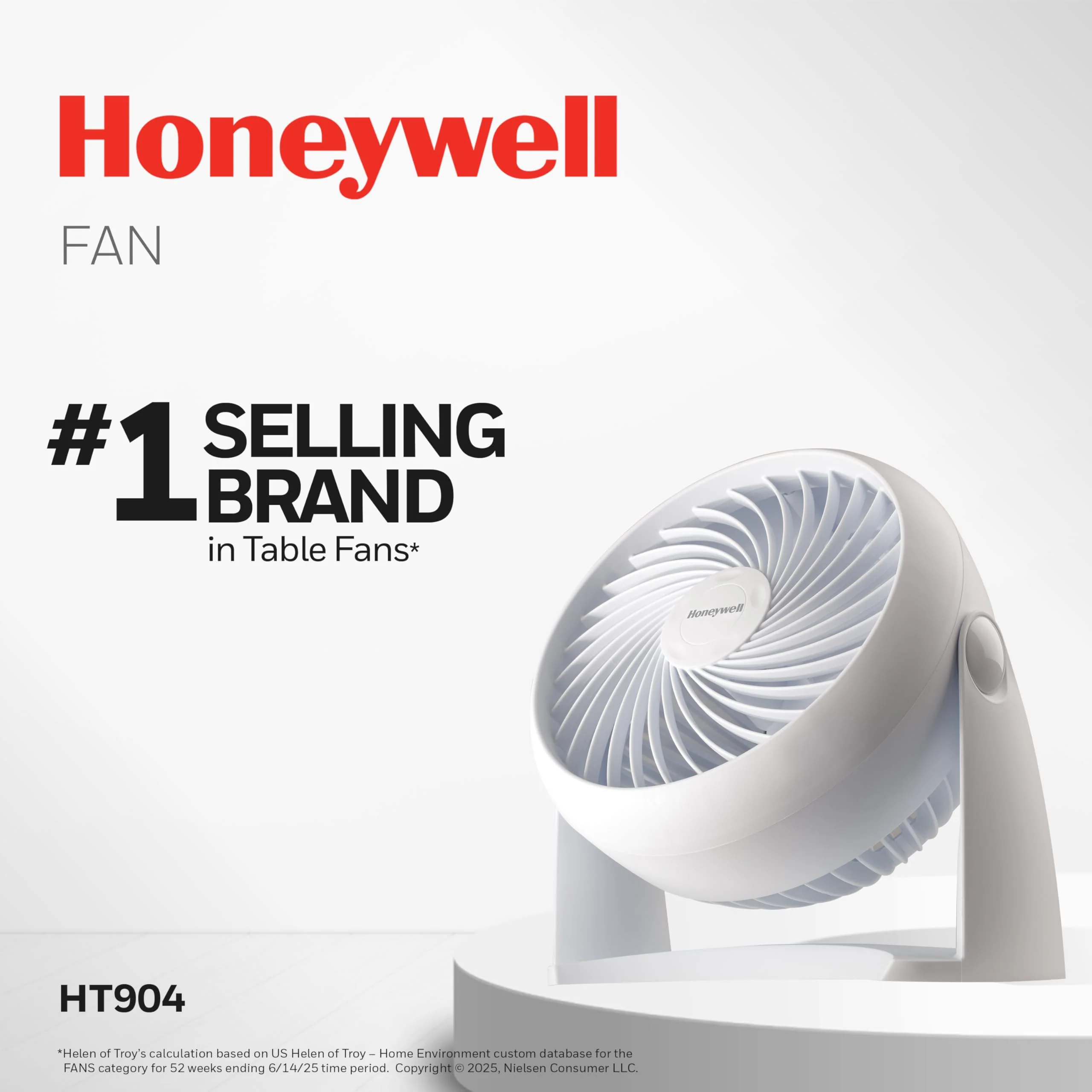 Honeywell HT-904 TurboForce Tabletop Air Circulator Fan, Small, White – Quiet Personal Fan for Home or Office, 3 Speeds and 90 Degree Pivoting Head - Image 2