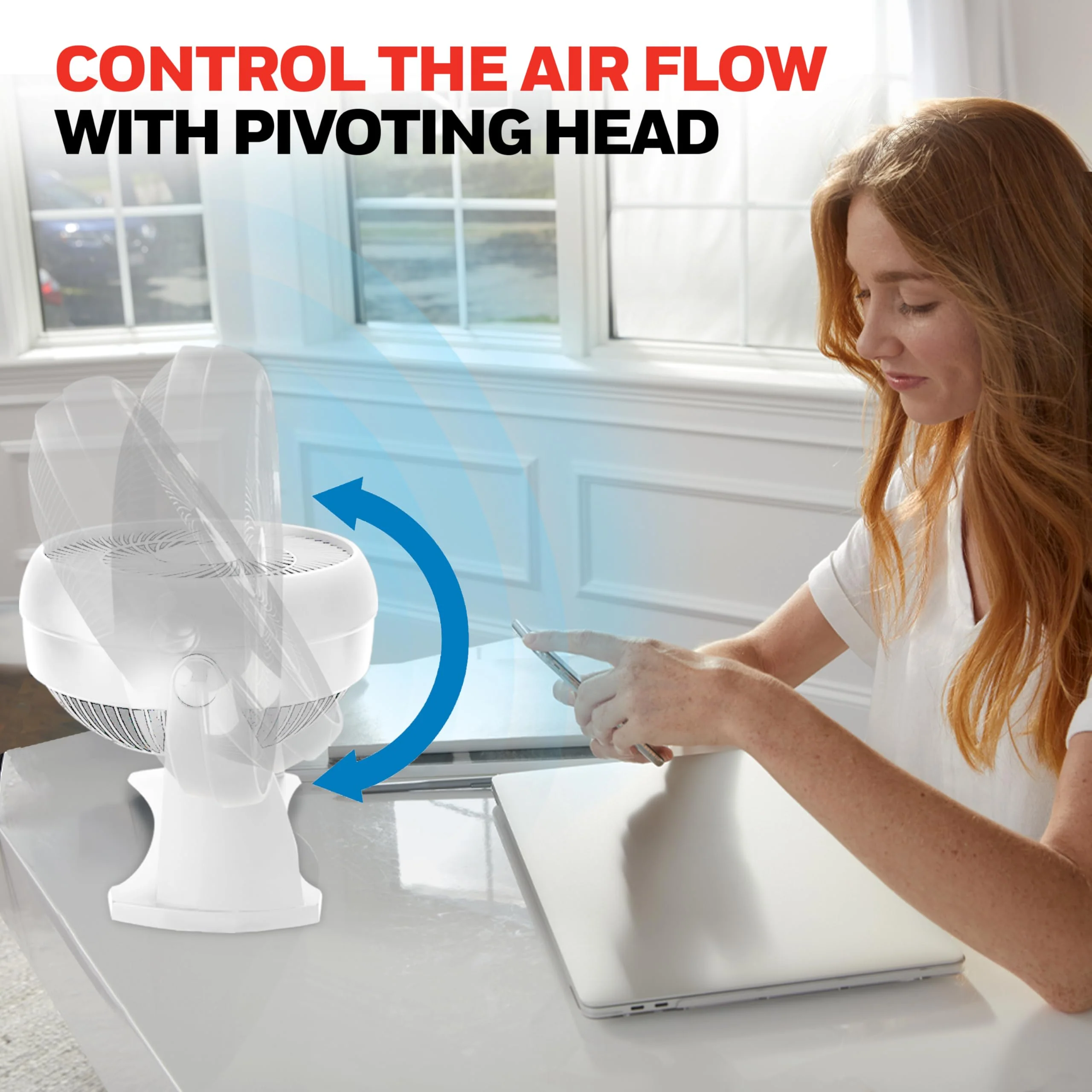 Honeywell HT-904 TurboForce Tabletop Air Circulator Fan, Small, White – Quiet Personal Fan for Home or Office, 3 Speeds and 90 Degree Pivoting Head - Image 5