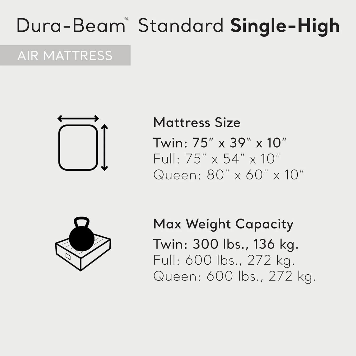 Intex 64101E Dura-Beam Standard Single-High Air Mattress: Fiber-Tech – Twin Size – 10in Bed Height – 300lb Weight Capacity – Pump Sold Separately - Image 3