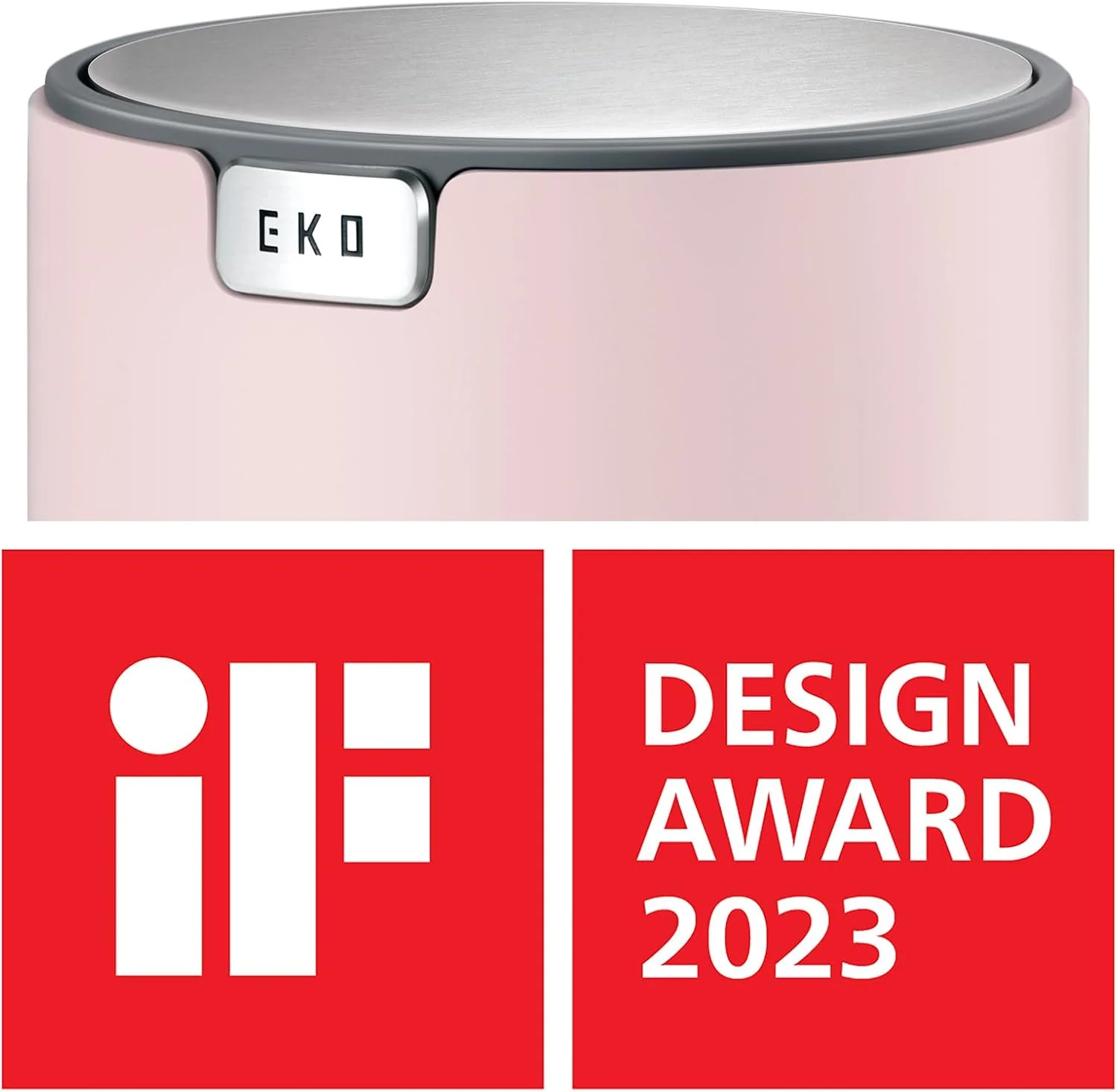 EKO Mini Desk Trash Can with Swing-Top Lid 0.4 Gallon Small Table Round Wastebasket for Office, Home, Car (Pink) - Image 4