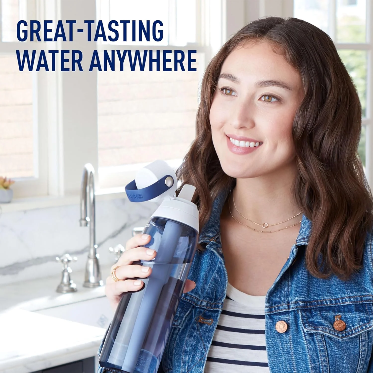Brita Hard-Sided Plastic Premium Filtering Water Bottle, BPA-Free, Reusable, Replaces 300 Plastic Water Bottles, Filter Lasts 2 Months or 40 Gallons, Includes 1 Filter, Night Sky - 26 oz. - Image 5