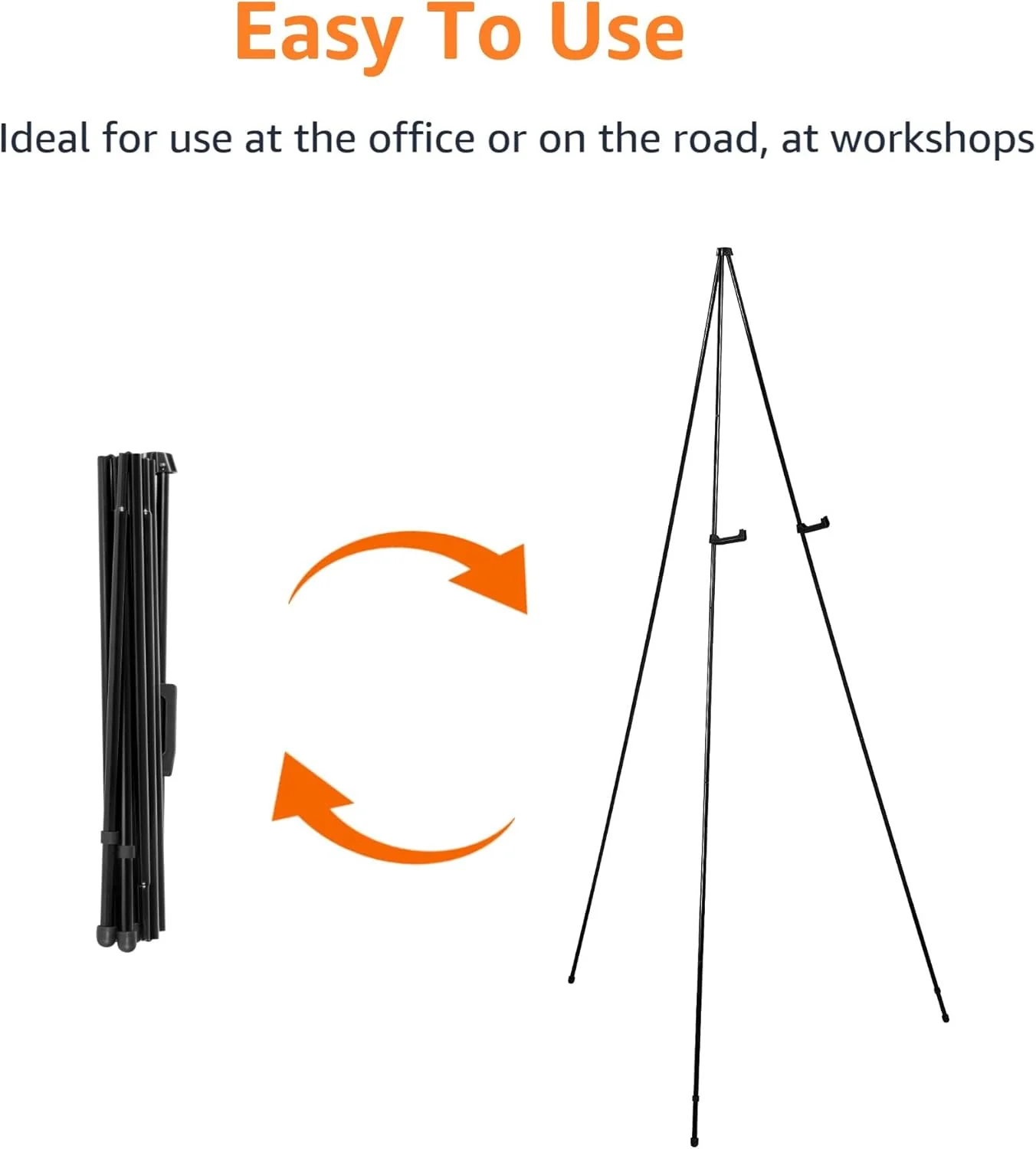 Amazon Basics Easel Display Stand, Instant Floor Poster, Lightweight, Collapsible and Portable with Tripod Base, Black Steel (supports 5 pounds) - Image 4