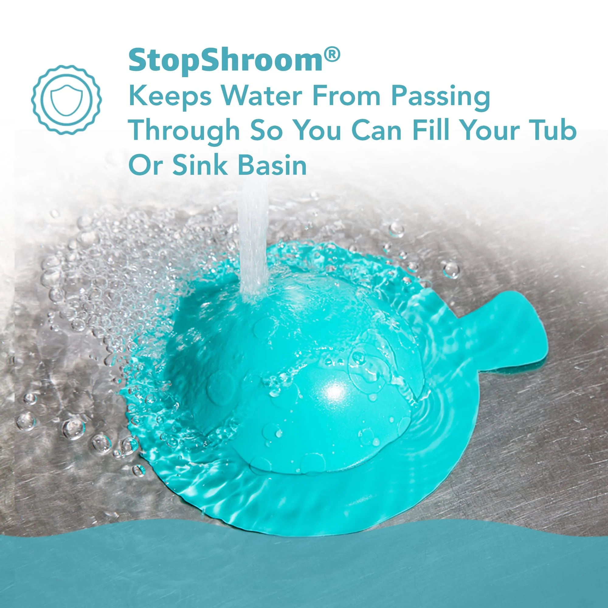 StopShroom STBLU232 Universal Stopper Plug Cover for Bathtub, Bathroom and Kitchen Drains, Aqua - Image 2