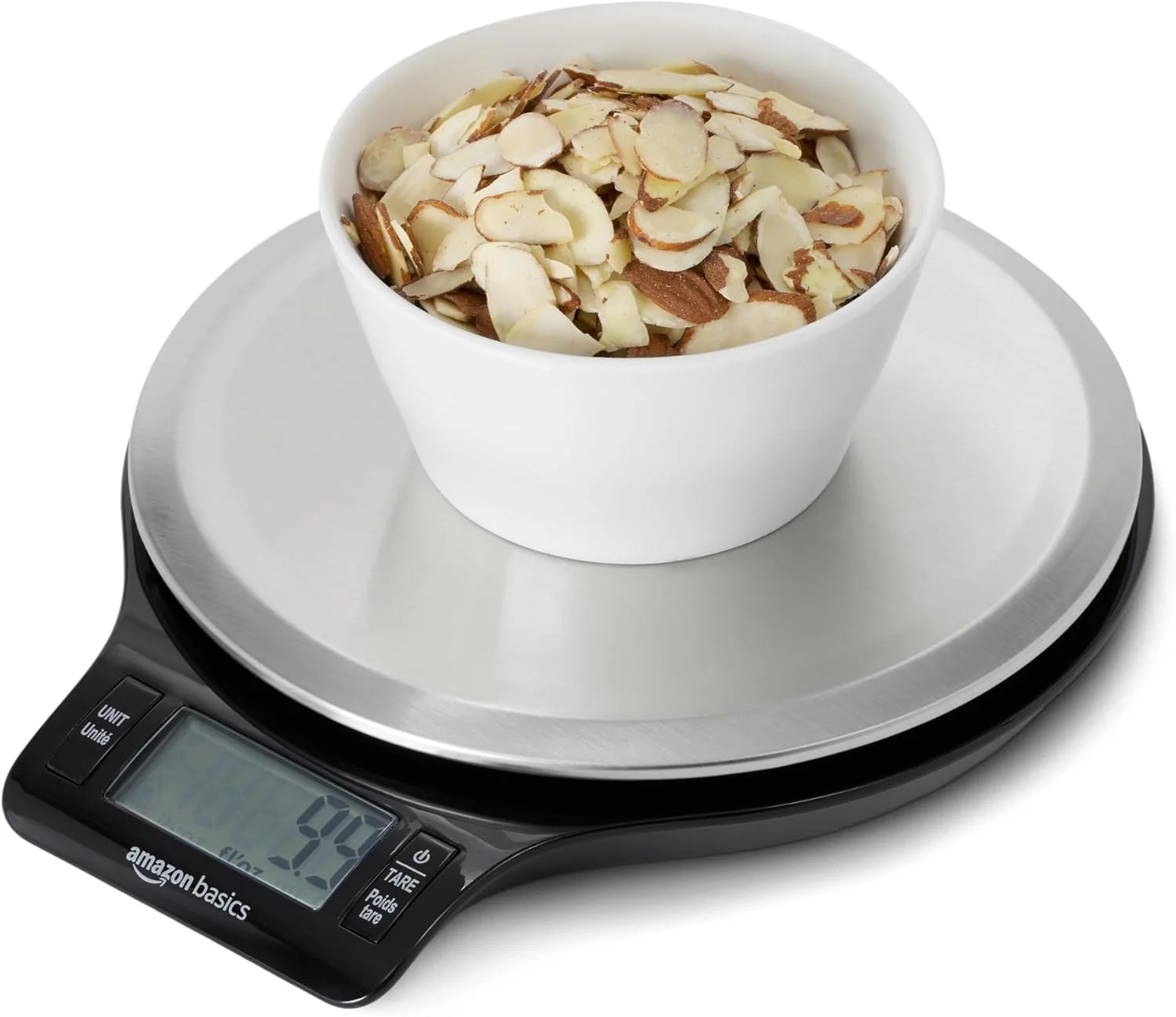 Amazon Basics Digital Kitchen Scale with LCD Display, Batteries Included, Weighs up to 11 pounds, Black and Stainless Steel - Image 4