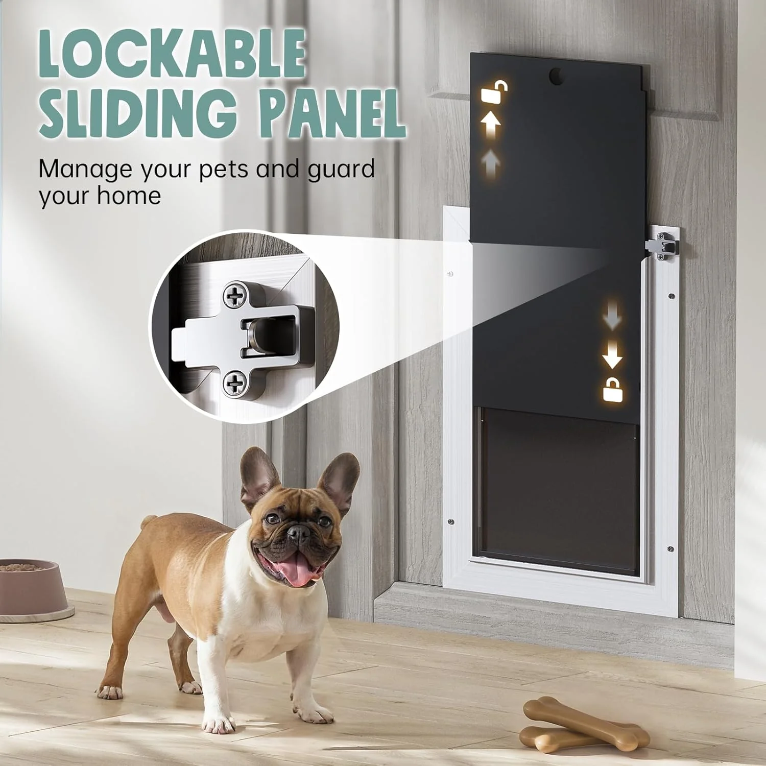 Dog Door for Door All Aluminum Alloy 3 Flaps White, Medium Doggy Doggie Door, Cat Door Heavy Duty Pet Door for Dogs, Insulation Flap and Lockable Closing Panel, Durable Rust Resistant, Pet Up to 45lb - Image 4