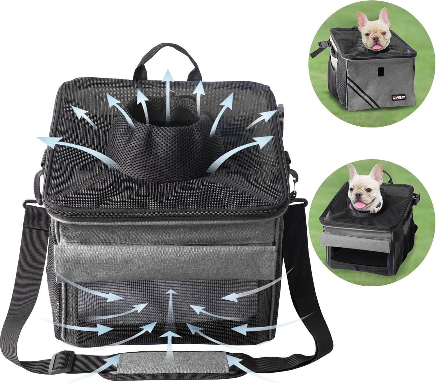 Pet Carrier Bicycle Basket Bag Pet Carrier/Booster Backpack for Dogs and Cats with Big Side Pockets,Comfy & Padded Shoulder Strap,Travel with Your Pet Safety(Titanium) - Image 3