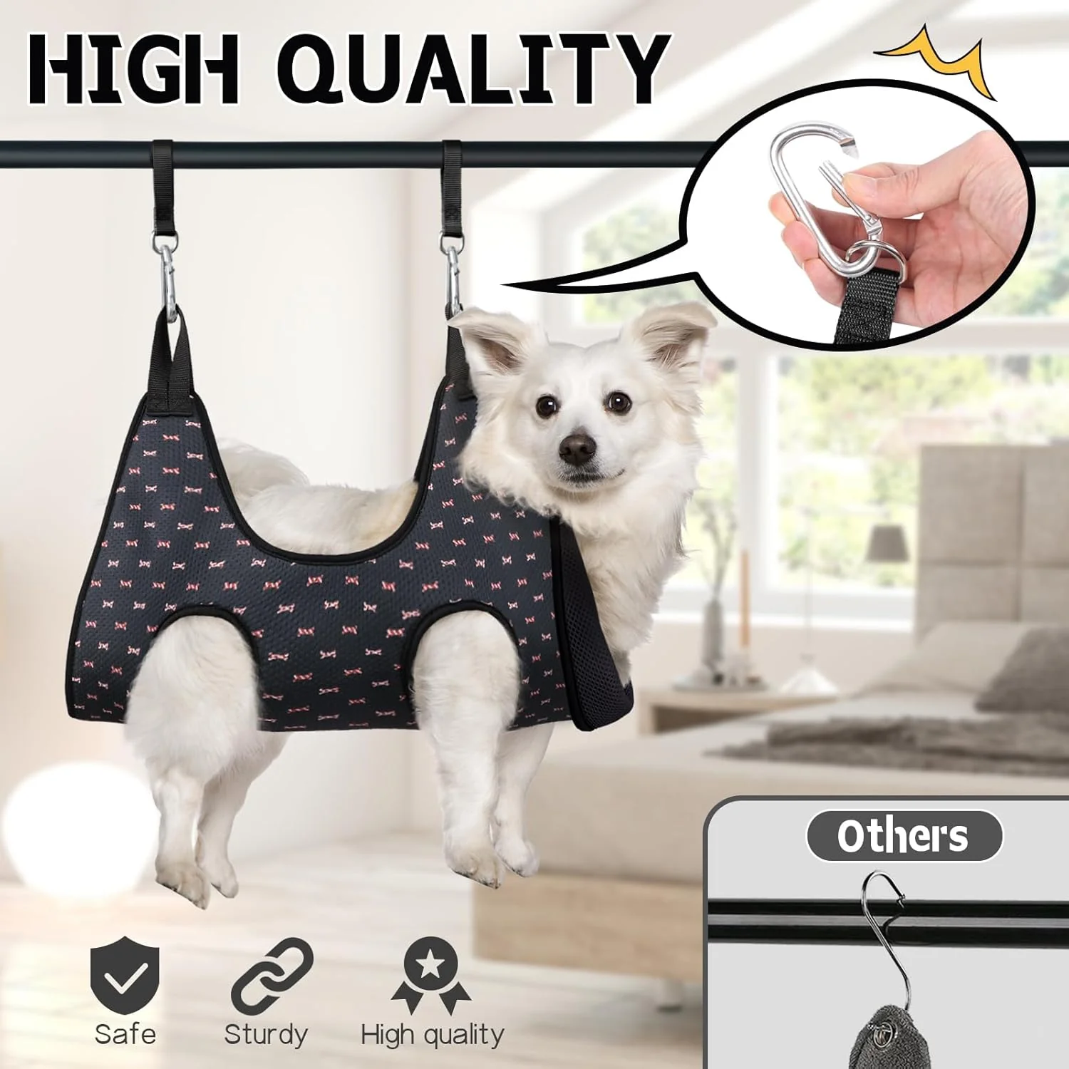Supet Dog Grooming Hammock Harness for Dogs Cats, Restraint Dog & Small Animal Leashes Sling for Groomingk for Nail Trimming (Black Currant, XS) - Image 3