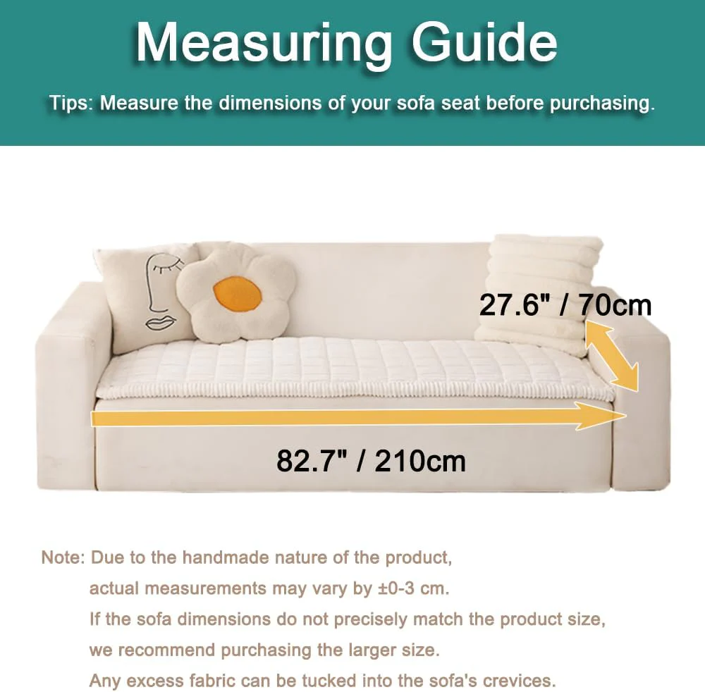 Couch Cover for Dogs Washable, Fuzzy Pet Couch Covers for 3 Cushion Sofa Pet Friendly, Non Slip Sofa Cover (White, 27.6" x 82.7"/70 x 210cm) - Image 3