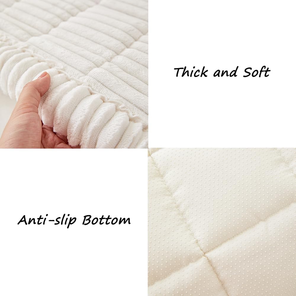 Couch Cover for Dogs Washable, Fuzzy Pet Couch Covers for 3 Cushion Sofa Pet Friendly, Non Slip Sofa Cover (White, 27.6" x 82.7"/70 x 210cm) - Image 6