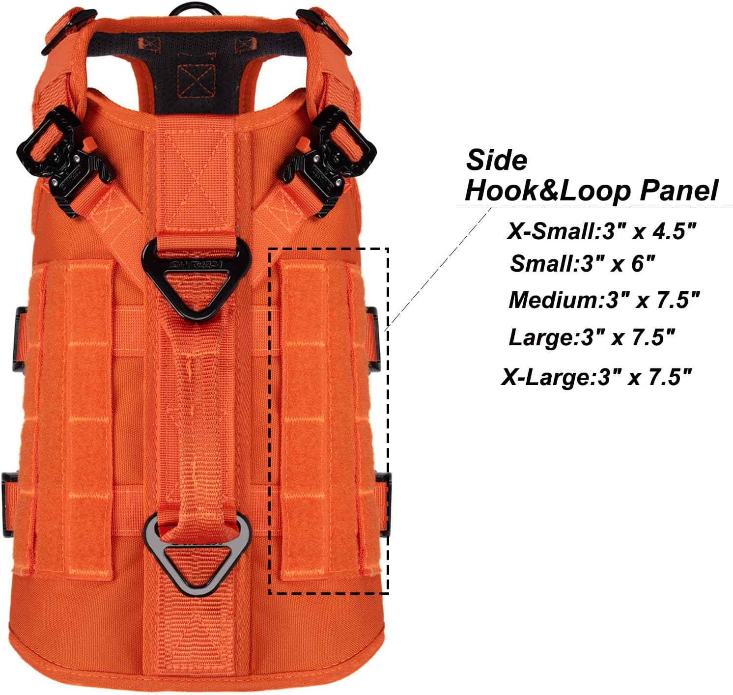 ICEFANG GN3 Tactical Dog Harness with 6X Buckle,Dog Molle Vest with Handle,3/4 Body, Hook and Loop Panel for ID Patch,No Pulling Front Clip (S (Neck 14"-18"; Chest 22"-27"), Safety Orange) - Image 3