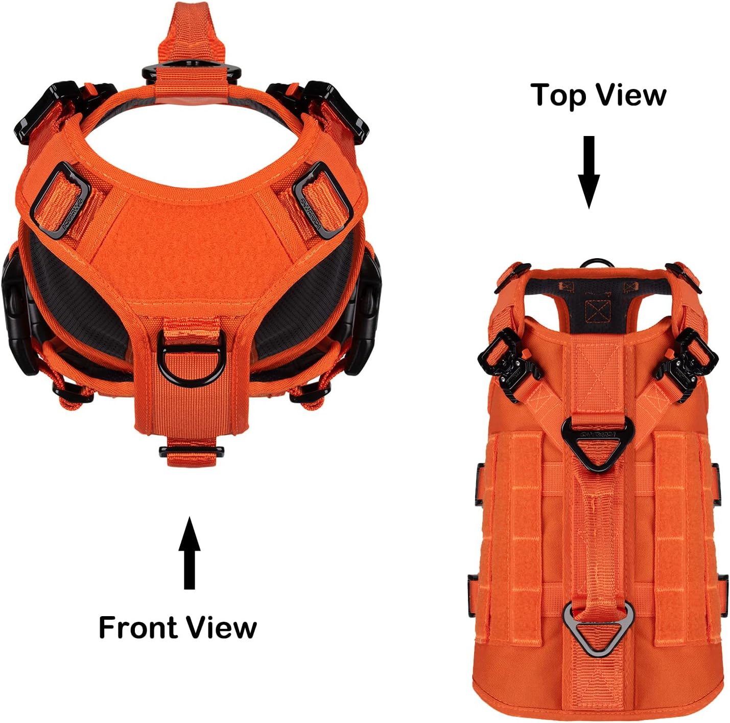 ICEFANG GN3 Tactical Dog Harness with 6X Buckle,Dog Molle Vest with Handle,3/4 Body, Hook and Loop Panel for ID Patch,No Pulling Front Clip (S (Neck 14"-18"; Chest 22"-27"), Safety Orange) - Image 5