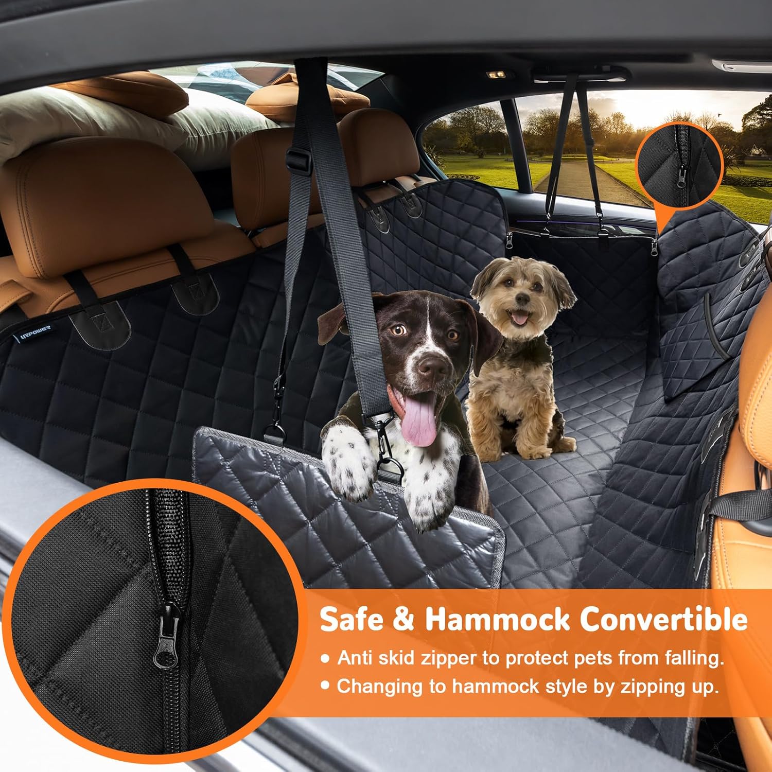 URPOWER Dog Car Seat Cover for Pets 100% Waterproof Hammock 600D Heavy Duty Scratch Proof Nonslip Durable Soft Back Seat Covers for Cars Trucks and SUVs - Image 2