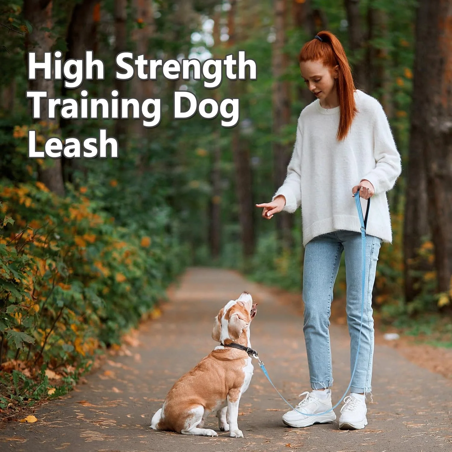 Long Dog Leash XiaZ Training Leashes 10/15/20/30/50/100ft Long Lead for Dogs 100ft Training Leash for Outside Blue 100 Foot Nylon Padded Handle Reflective Hiking Yard - Image 9