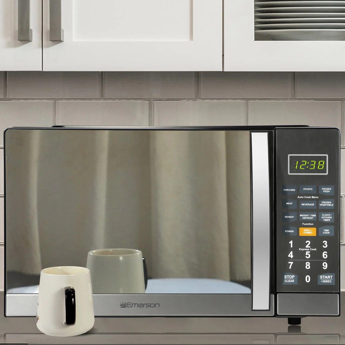 NEW - Emerson 1.1 CF, 1100W, Stainless Steel, Mirror Finish, Microwave Oven With Grill - Image 6