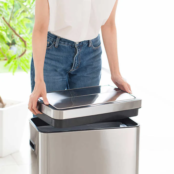 NEW - Deluxe Phantom 45 Liter Stainless Steel Dual Wing Motion Sensor Trash Can - Retail $99 - Image 3