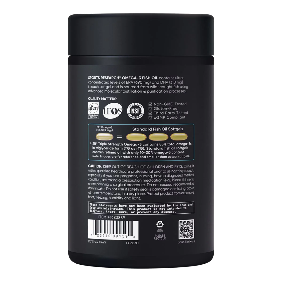 Sports Research Triple Strength Omega-3 Fish Oil, 150 Fish Softgels - Image 2