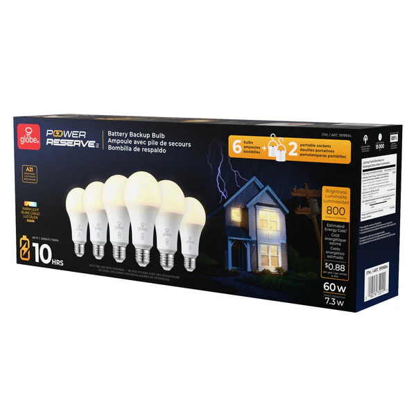 Globe Electric Power Outage 60W Bulb, 6-pack - Image 2