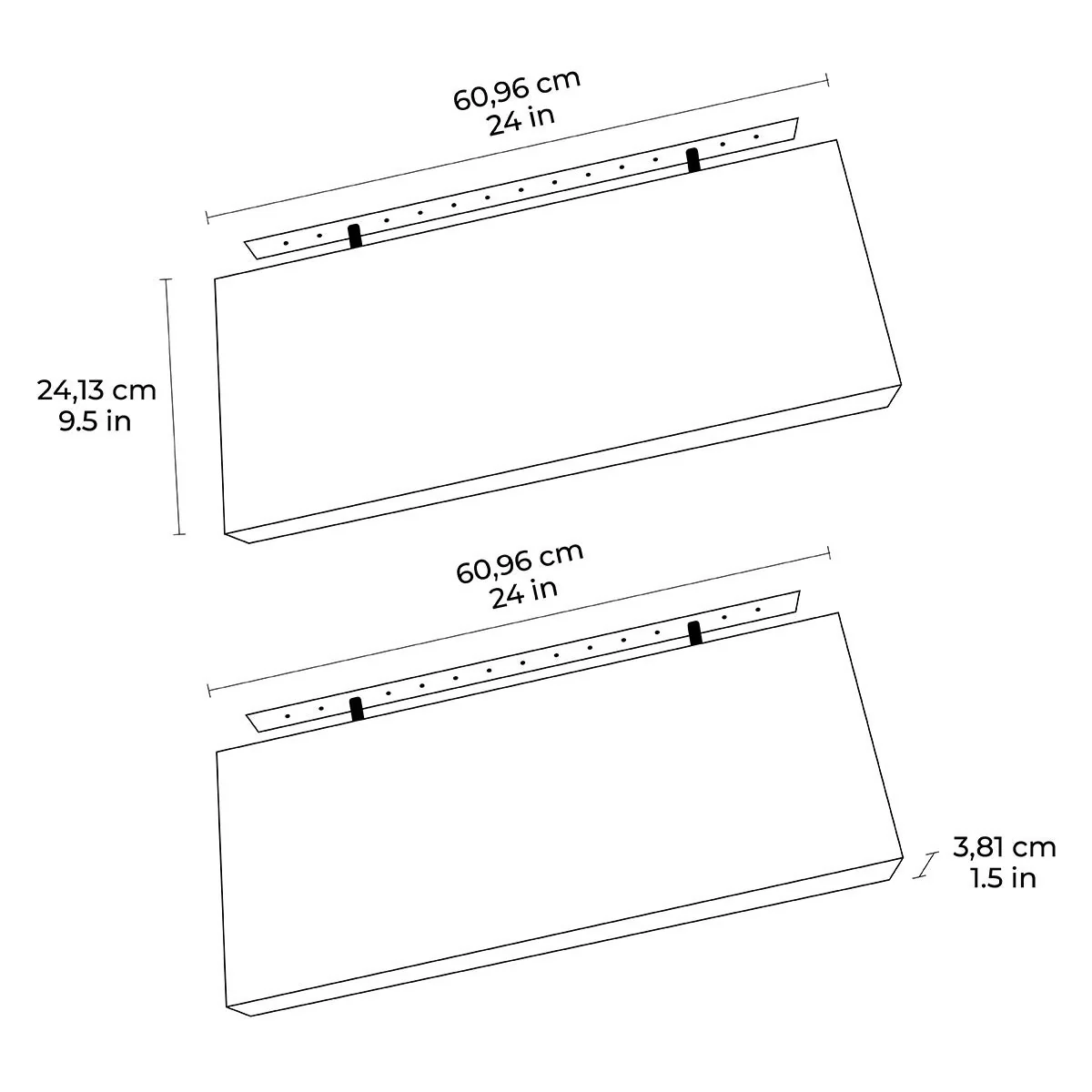 Acacia Floating Wood Shelf, 2-pack - Image 4