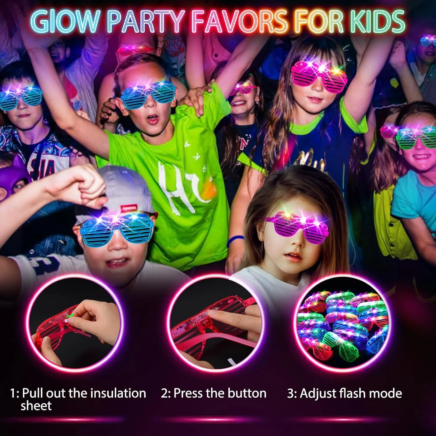 38PCS LED Glasses, Light Up Glasses, 5 Colors, 3 Light Modes, Glow in The Dark Party Supplies, Neon Party Favors for Birthday Gifts, Party Decorations, New Year, Carnival - Image 4