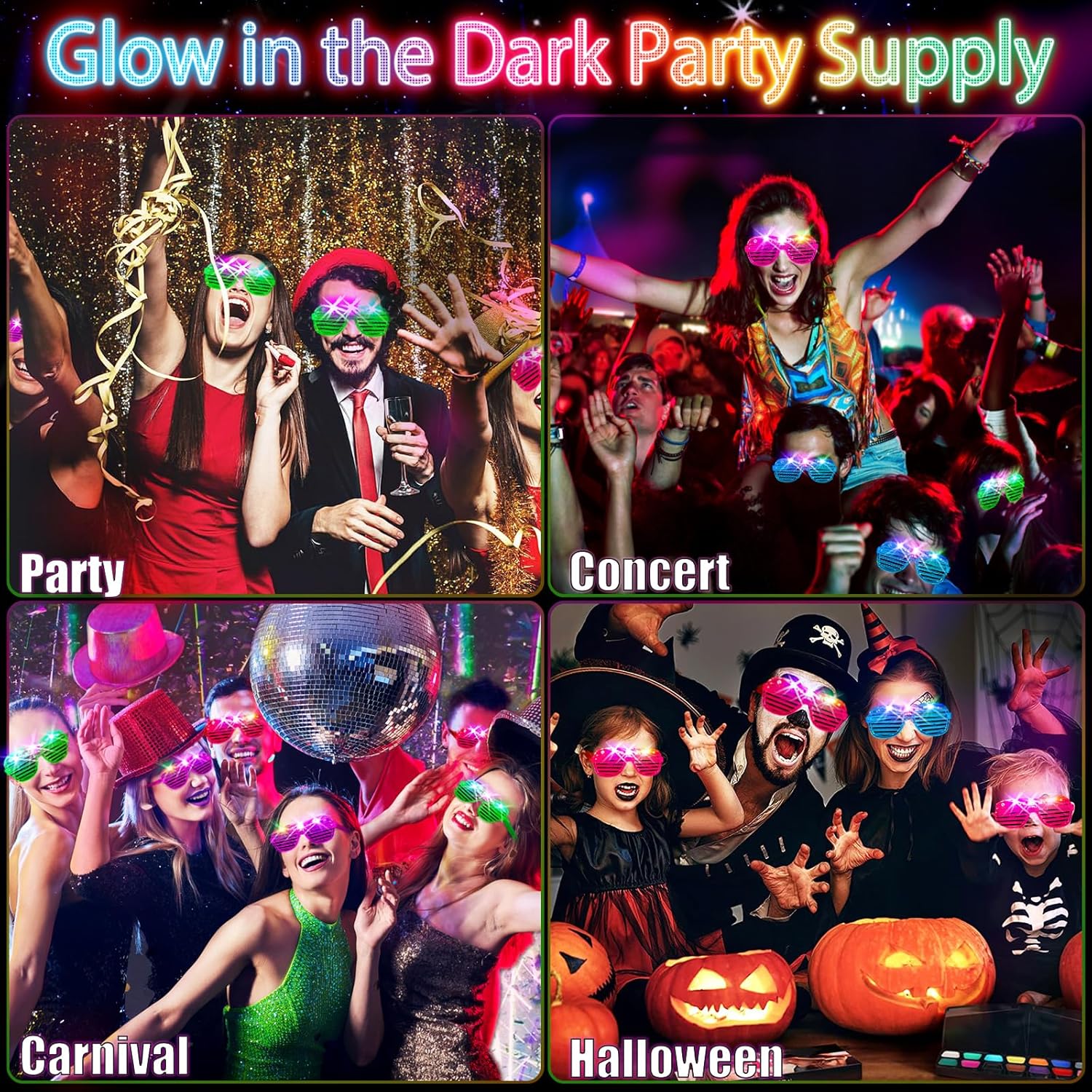 38PCS LED Glasses, Light Up Glasses, 5 Colors, 3 Light Modes, Glow in The Dark Party Supplies, Neon Party Favors for Birthday Gifts, Party Decorations, New Year, Carnival - Image 6